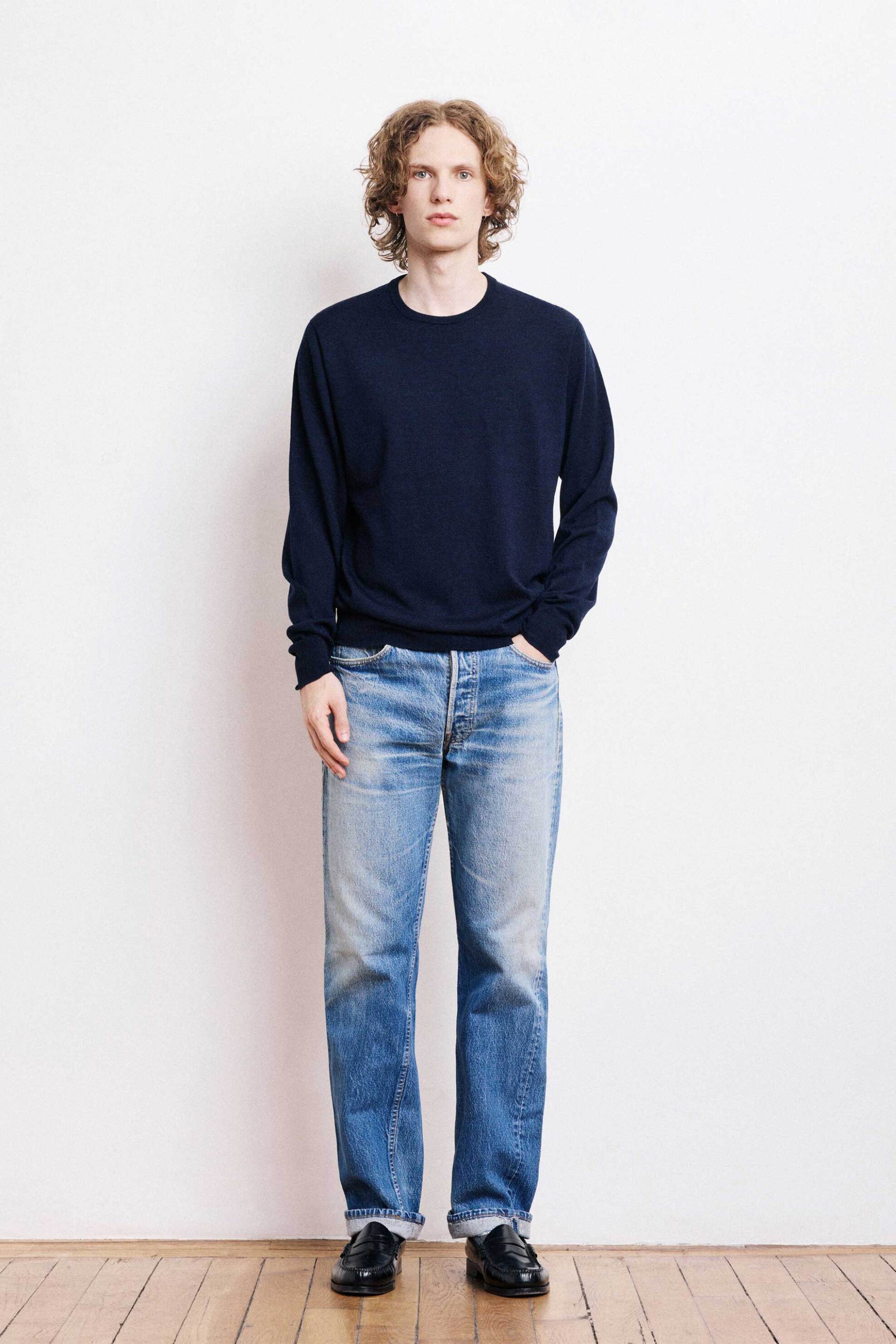 Hartford ανδρικό μάλλινο πουλόβερ μονόχρωμο - BE94312 Μπλε Σκούρο φωτογραφία