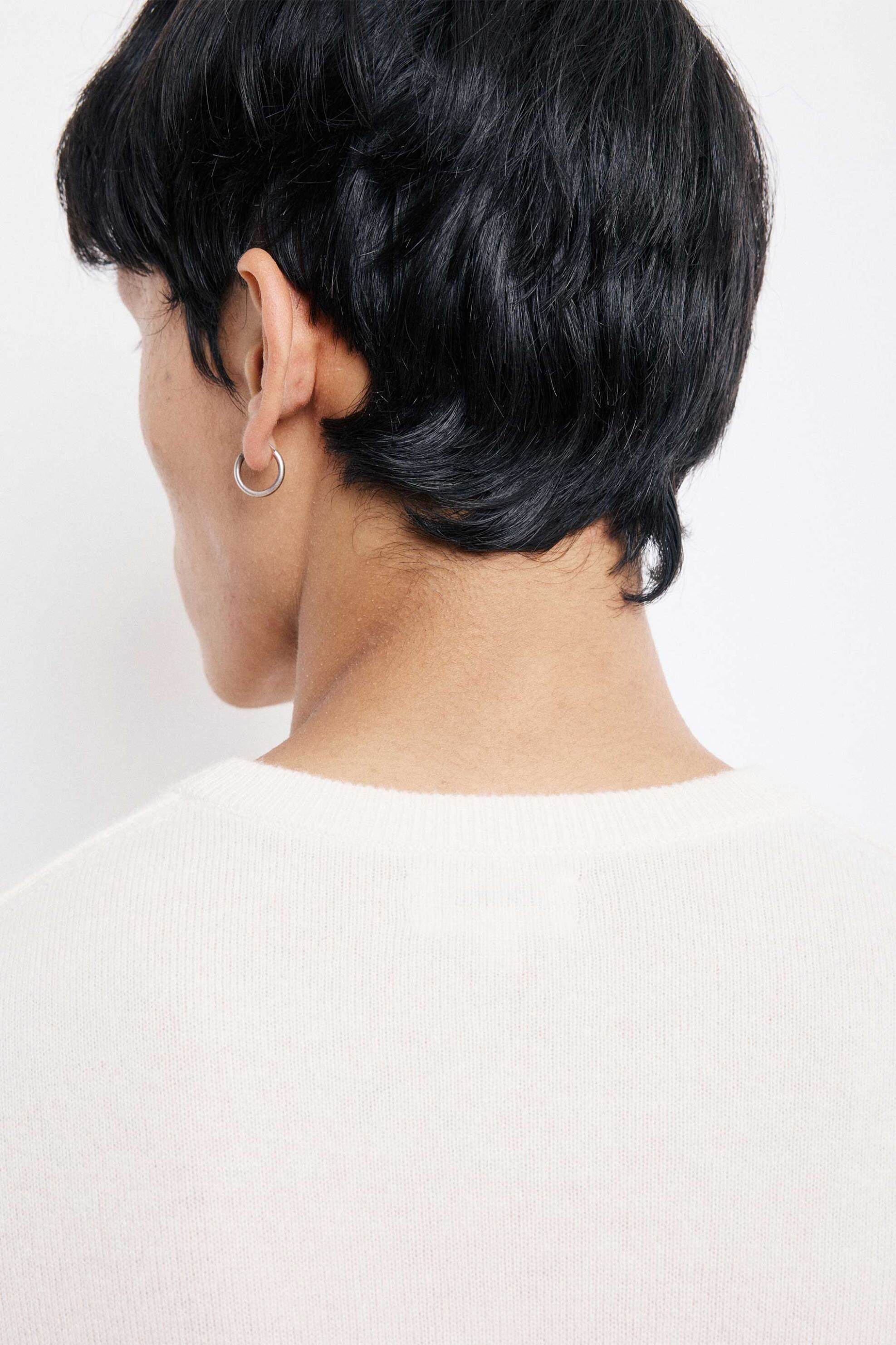 Hartford ανδρικό πουλόβερ μονόχρωμο με κασμίρι - BEQ1316 Υπόλευκο φωτογραφία