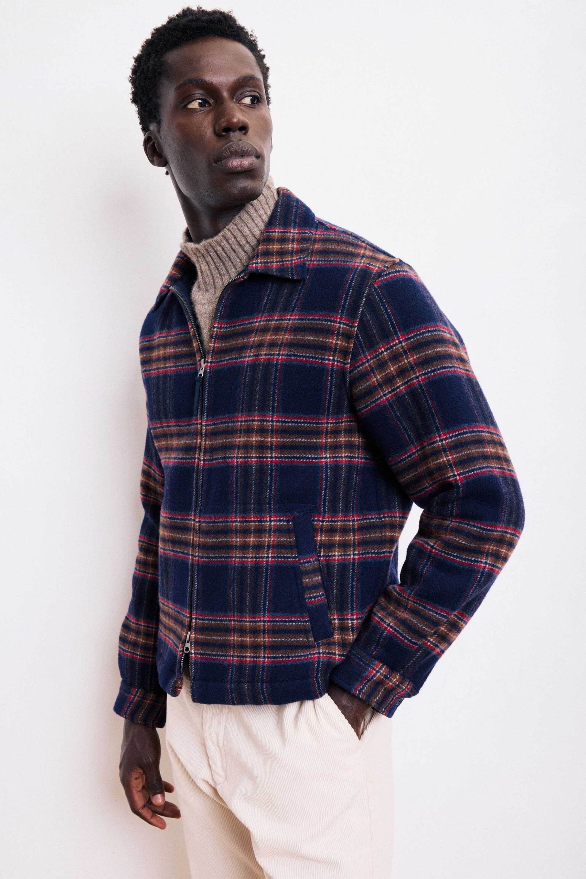 HARTFORD Hartford ανδρικό jacket με καρό σχέδιο "Dave" - BE26113 Μπλε Σκούρο