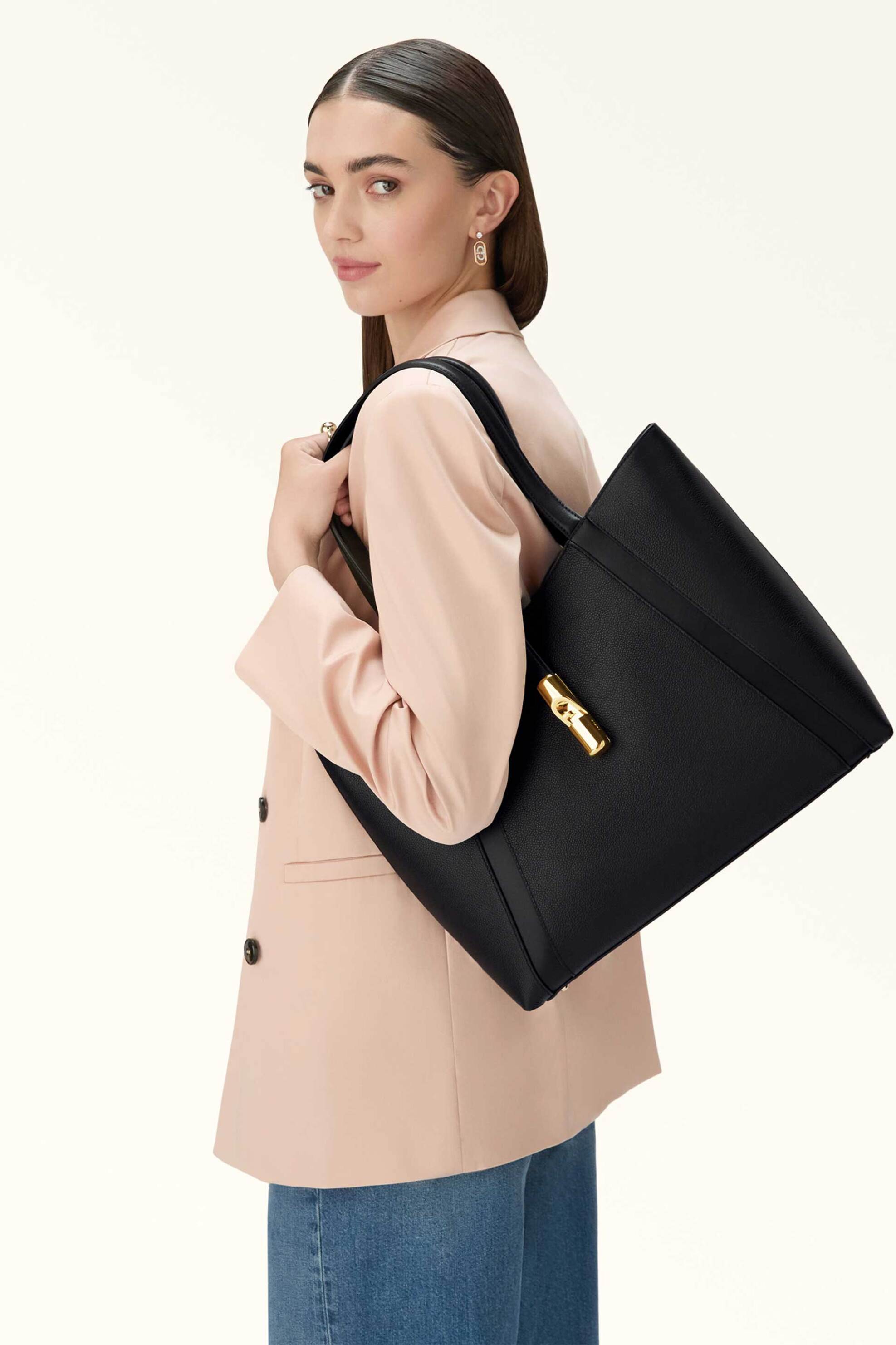 Furla Γυναικεία Δερμάτινη Τσάντα Ώμου Goccia Tote L - Wb01788-Bx3353 Μαύρο