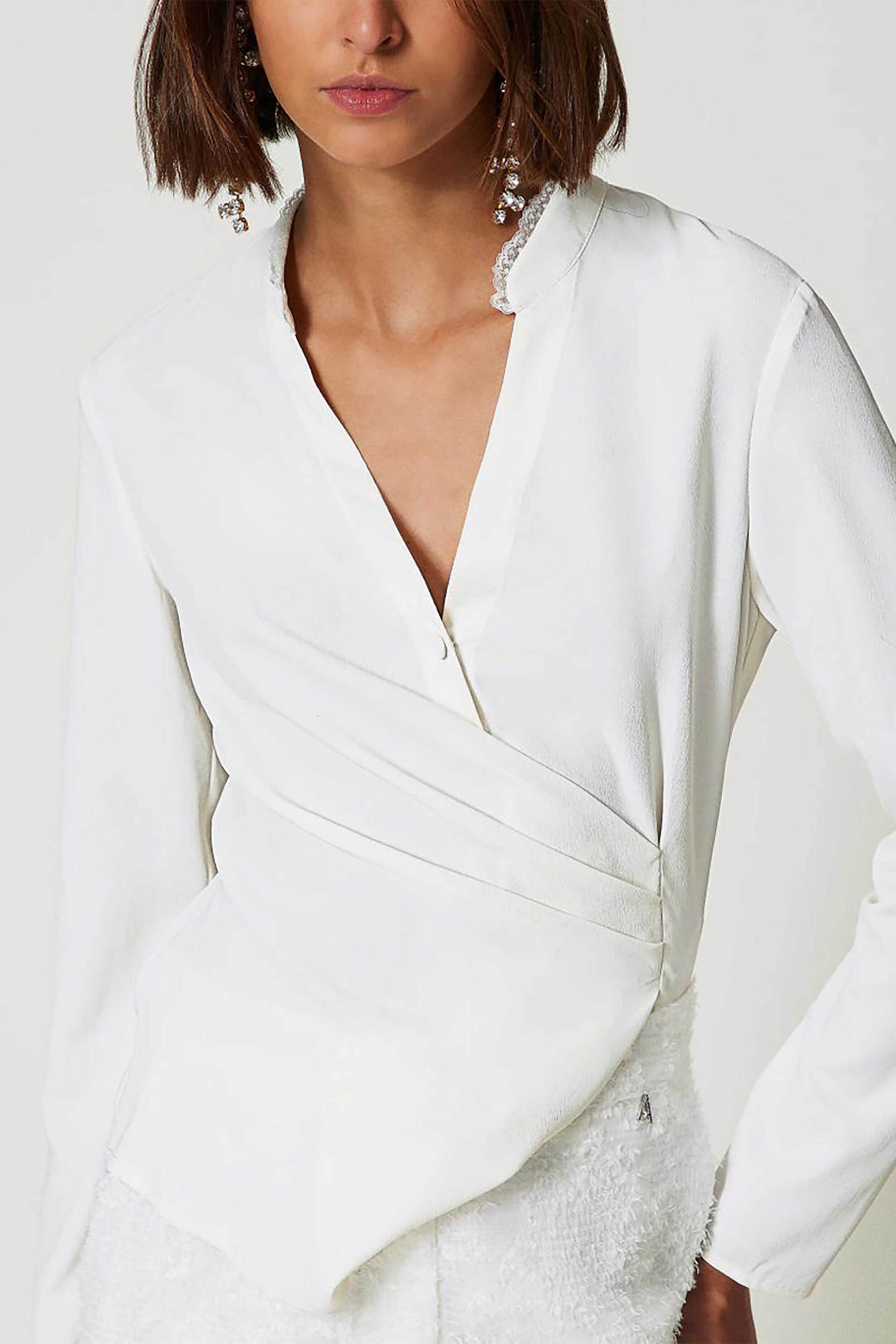 Actitude By Twinset γυναικεία μπλούζα crêpe - 242AP2446 Εκρού φωτογραφία