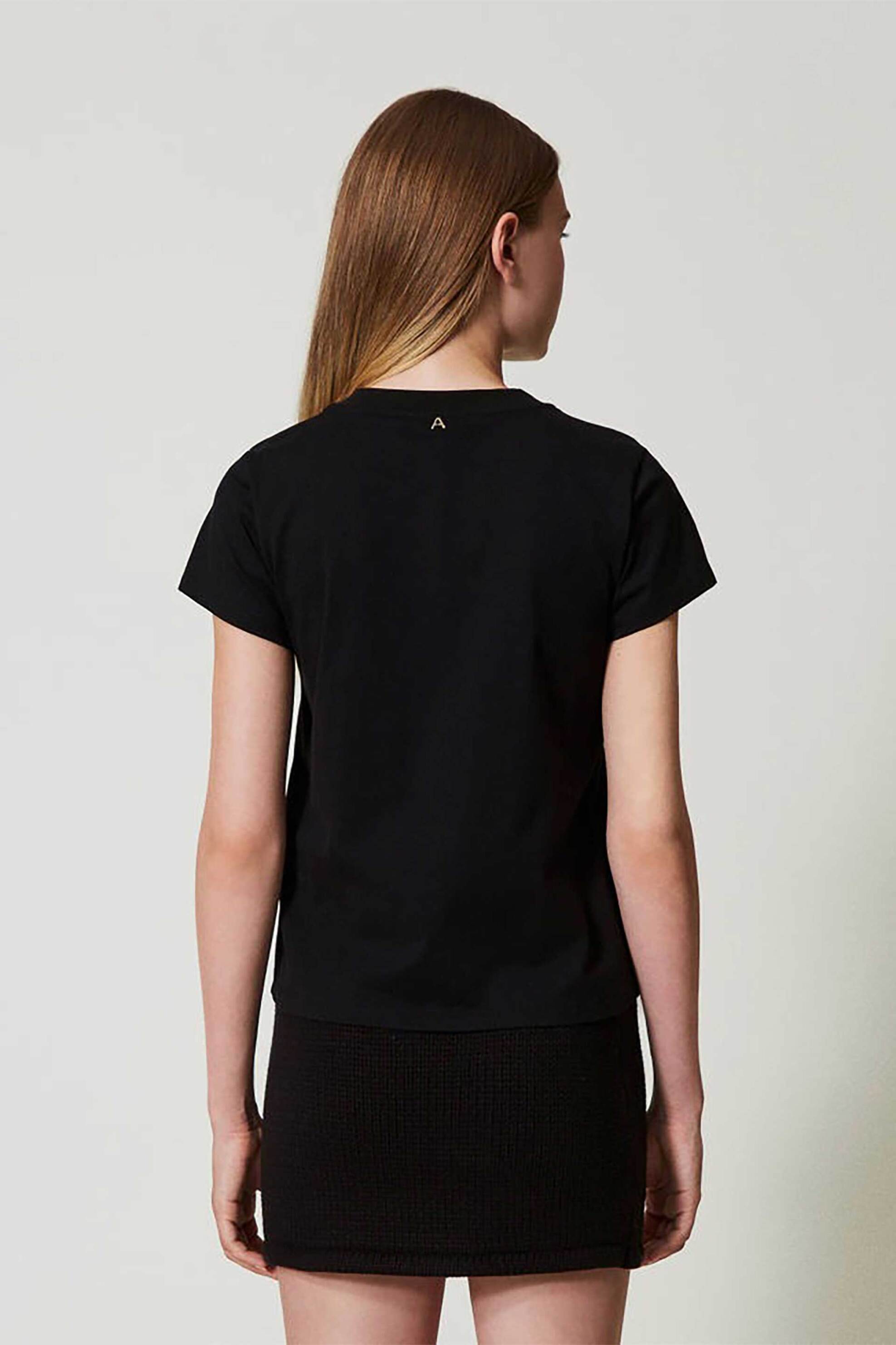 Actitude By Twinset γυναικείο T-shirt με λογότυπο - 242AT2221 Μαύρο φωτογραφία