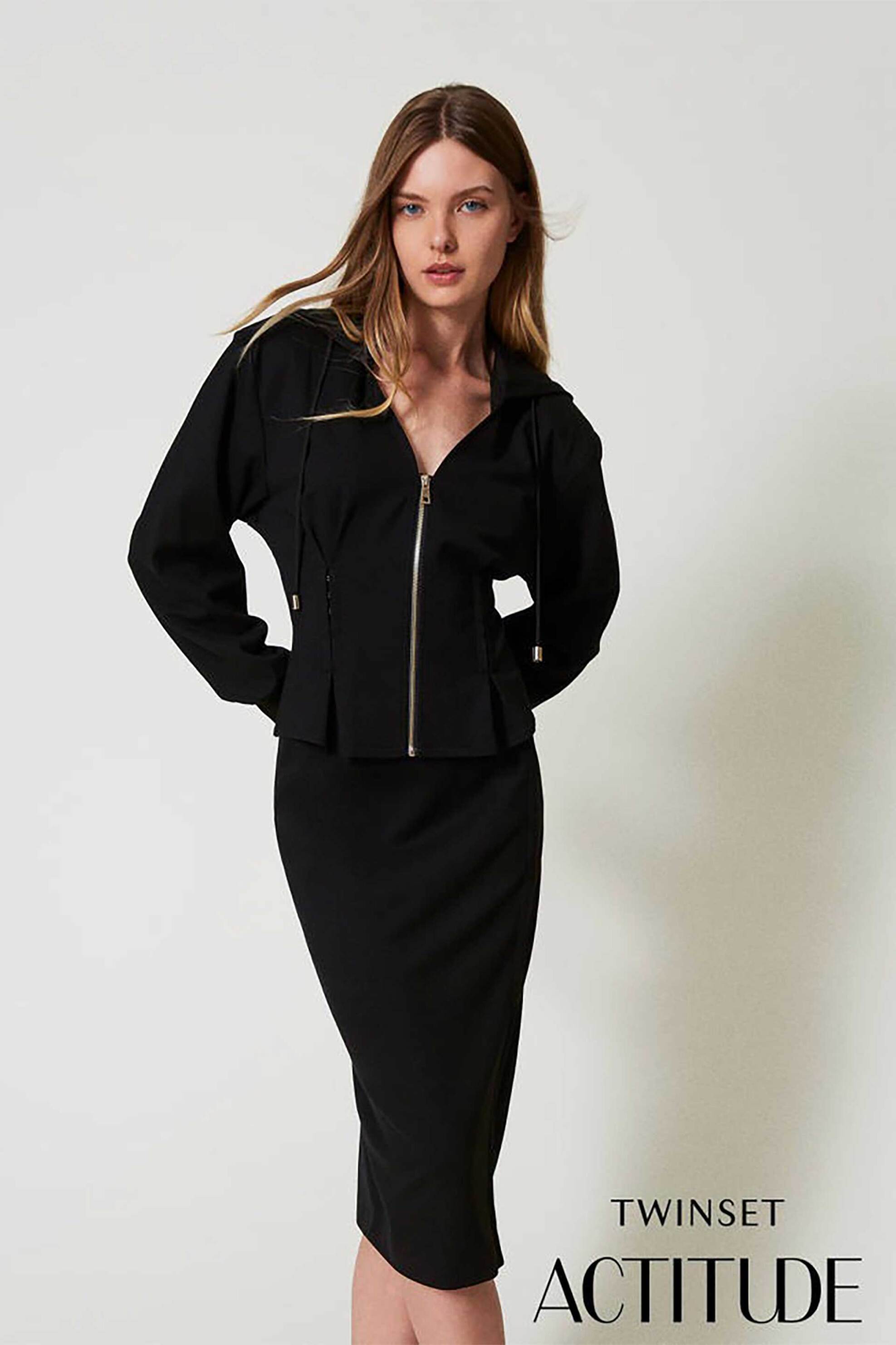 Actitude By Twinset γυναικεία φούστα pencil με κόπιτσες - 242AT2320 Μαύρο φωτογραφία