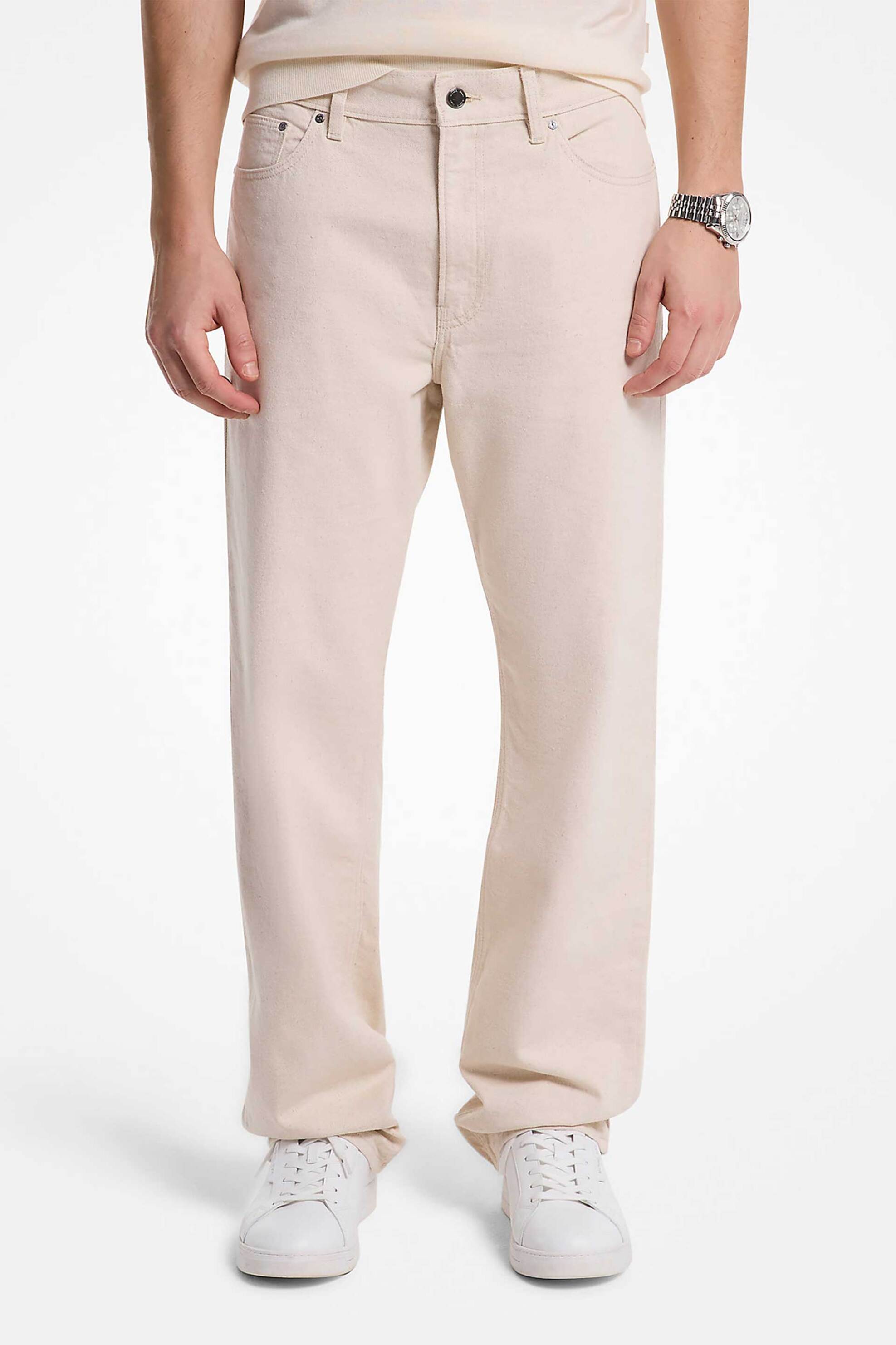 Michael Kors ανδρικό τζιν παντελόνι πεντάτσεπο Straight Fit "Finn" - CS5900KBK8 Εκρού