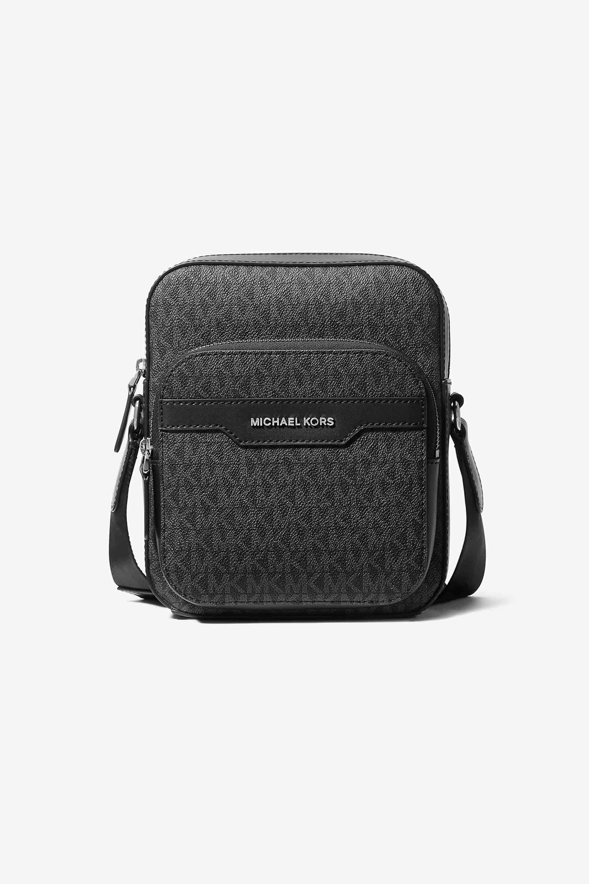 Michael Kors ανδρικό τσαντάκι crossbody με all-over monogram pattern "Hundson" - 33T5LHDM0B Μαύρο