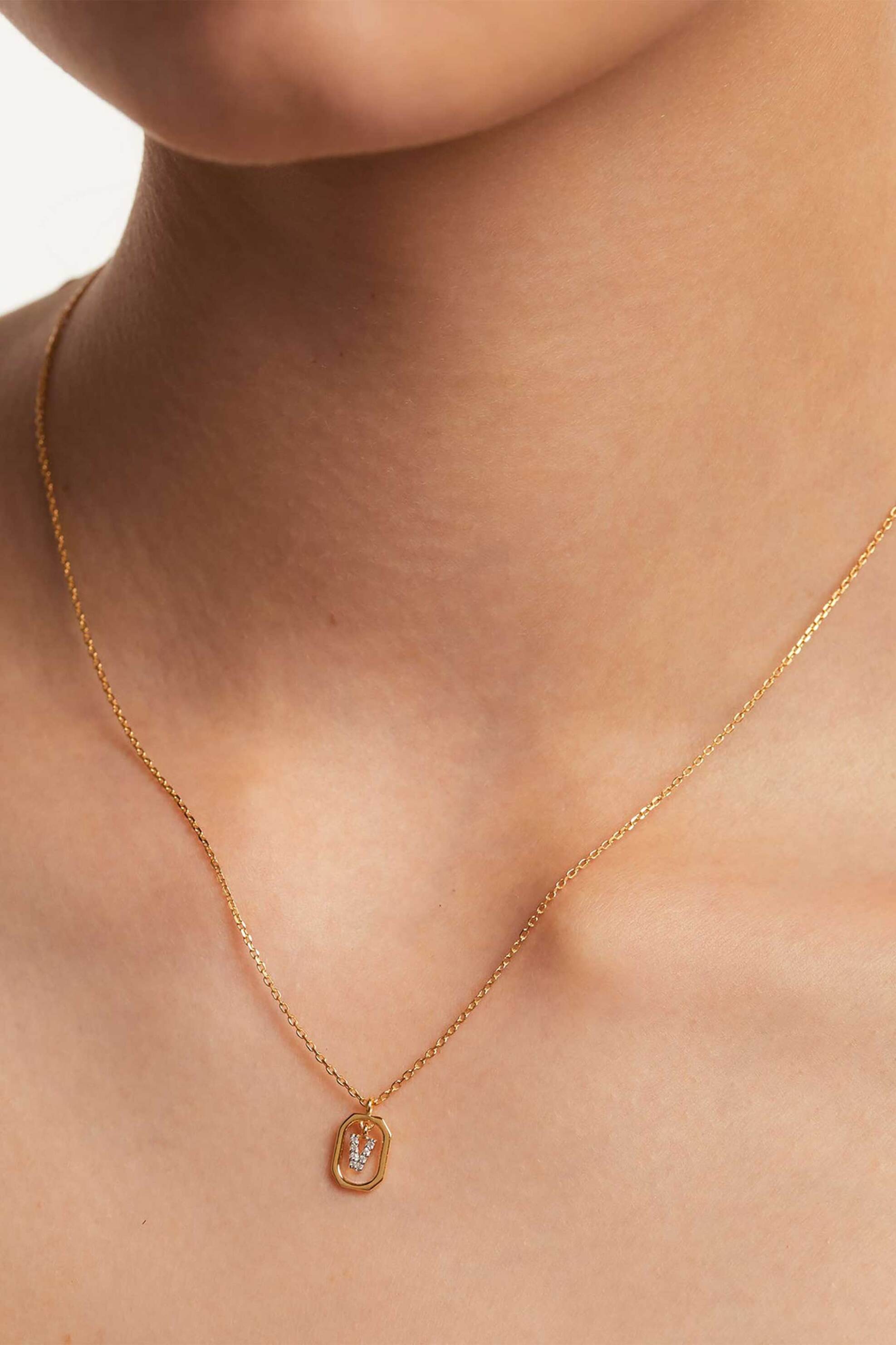 PDPAOLA γυναικείο κολιέ "Mini Letter V" - CO01-533-U φωτογραφία