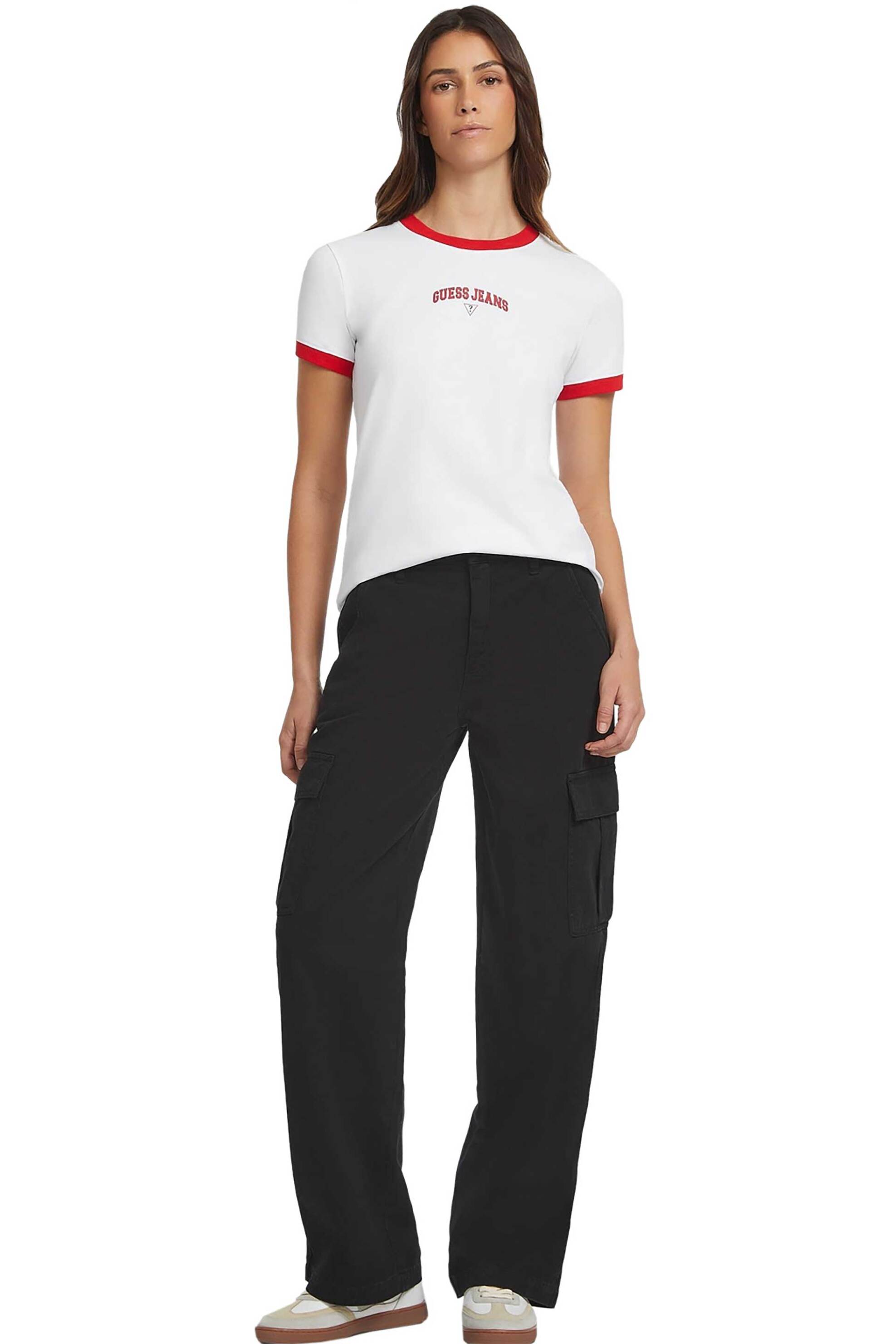 Guess Guess γυναικείο παντελόνι cargo Straight Fit - W4YB61WGCV1 Μαύρο 2025