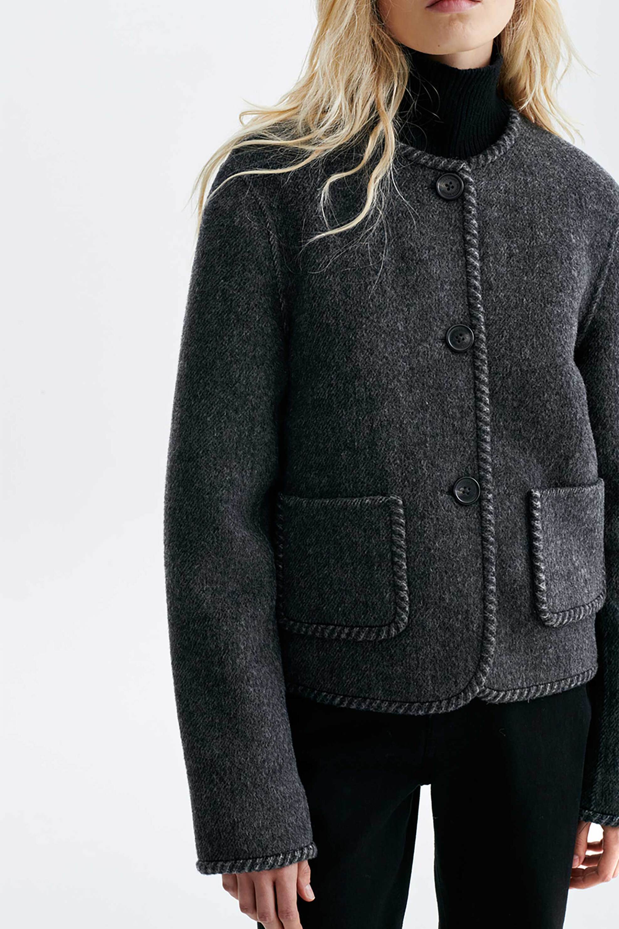 VANESSA BRUNO Vanessa Bruno γυναικείο jacket με μαλλί "Humble" - 6HVA49-V02764 Ανθρακί - 3