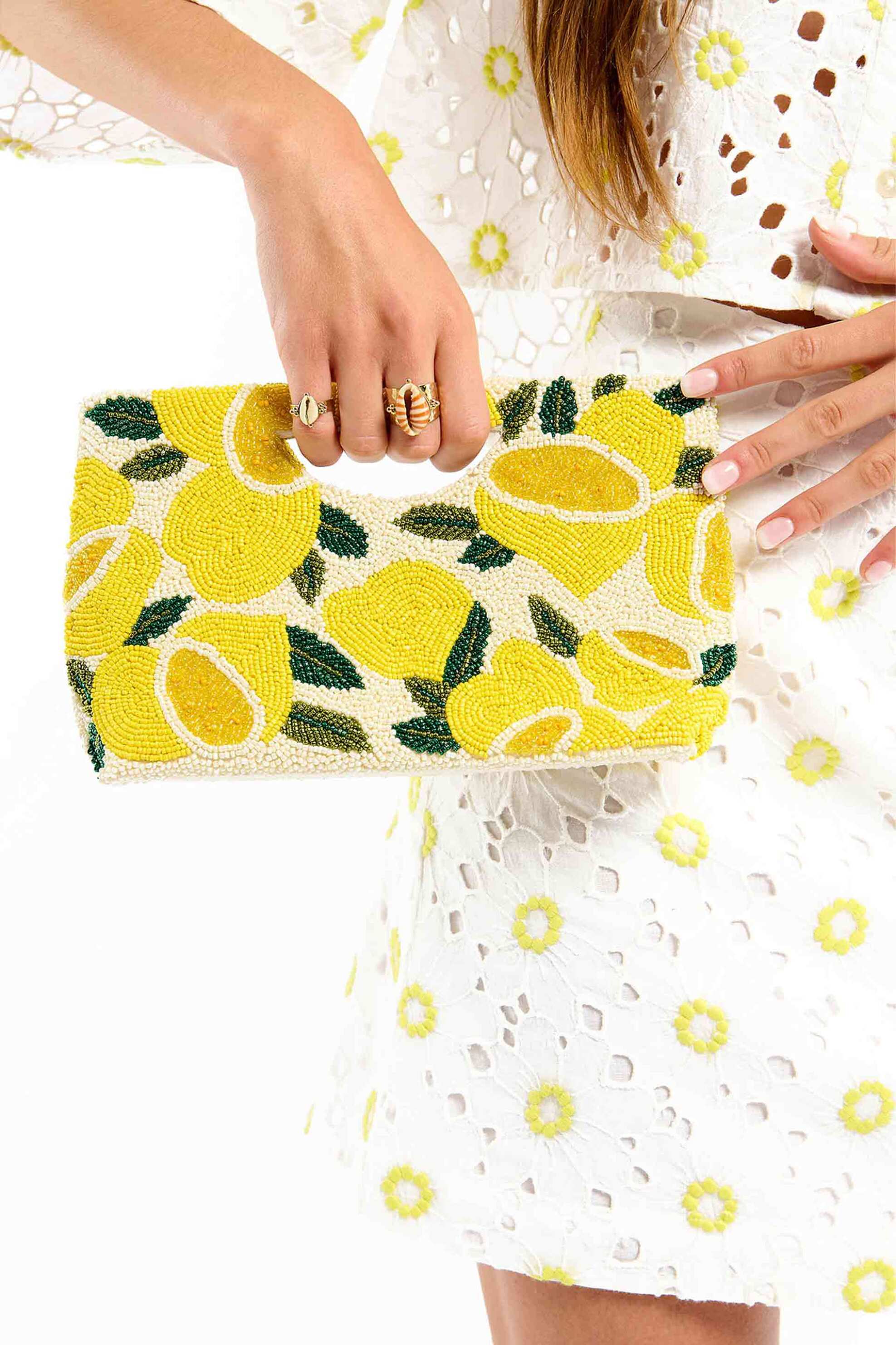 Wild Paris γυναικείο clutch με κέντημα "Limona" - LIMONA/SS26 Κίτρινο φωτογραφία