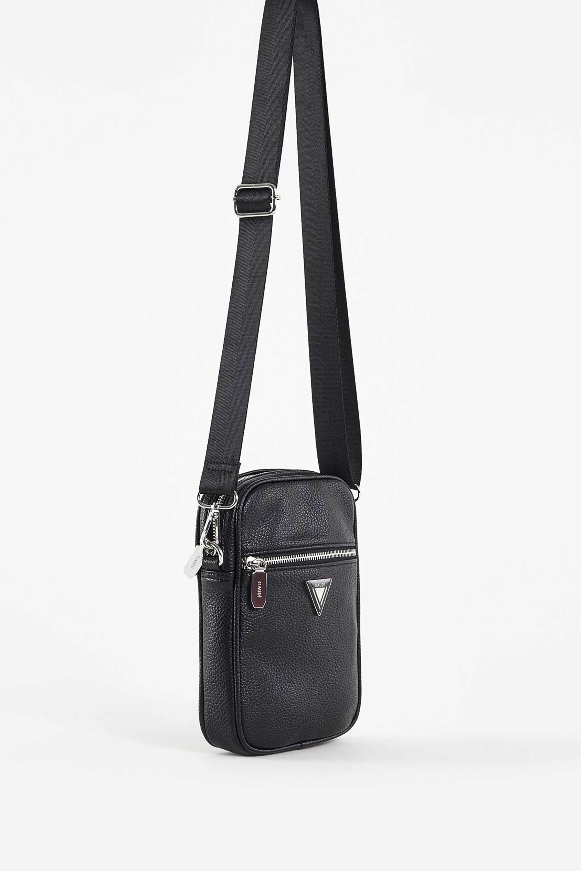Gaudi ανδρική τσάντα crossbody μονόχρωμη - V5AE-11915 Μαύρο φωτογραφία