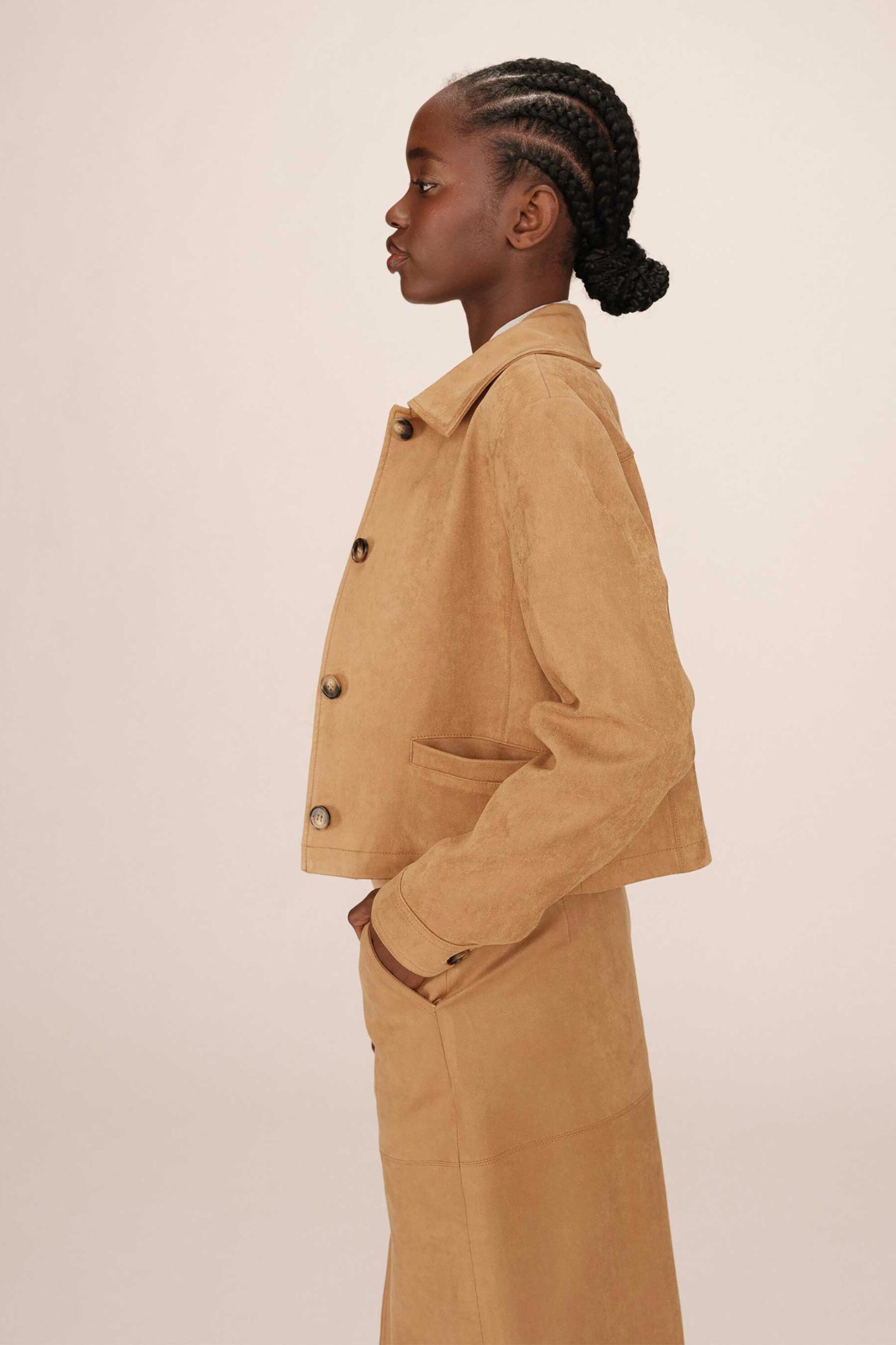 Grace & Mila γυναικείο jacket faux suede "Sullivan" - SULLIVAN/FW25 Μπεζ φωτογραφία