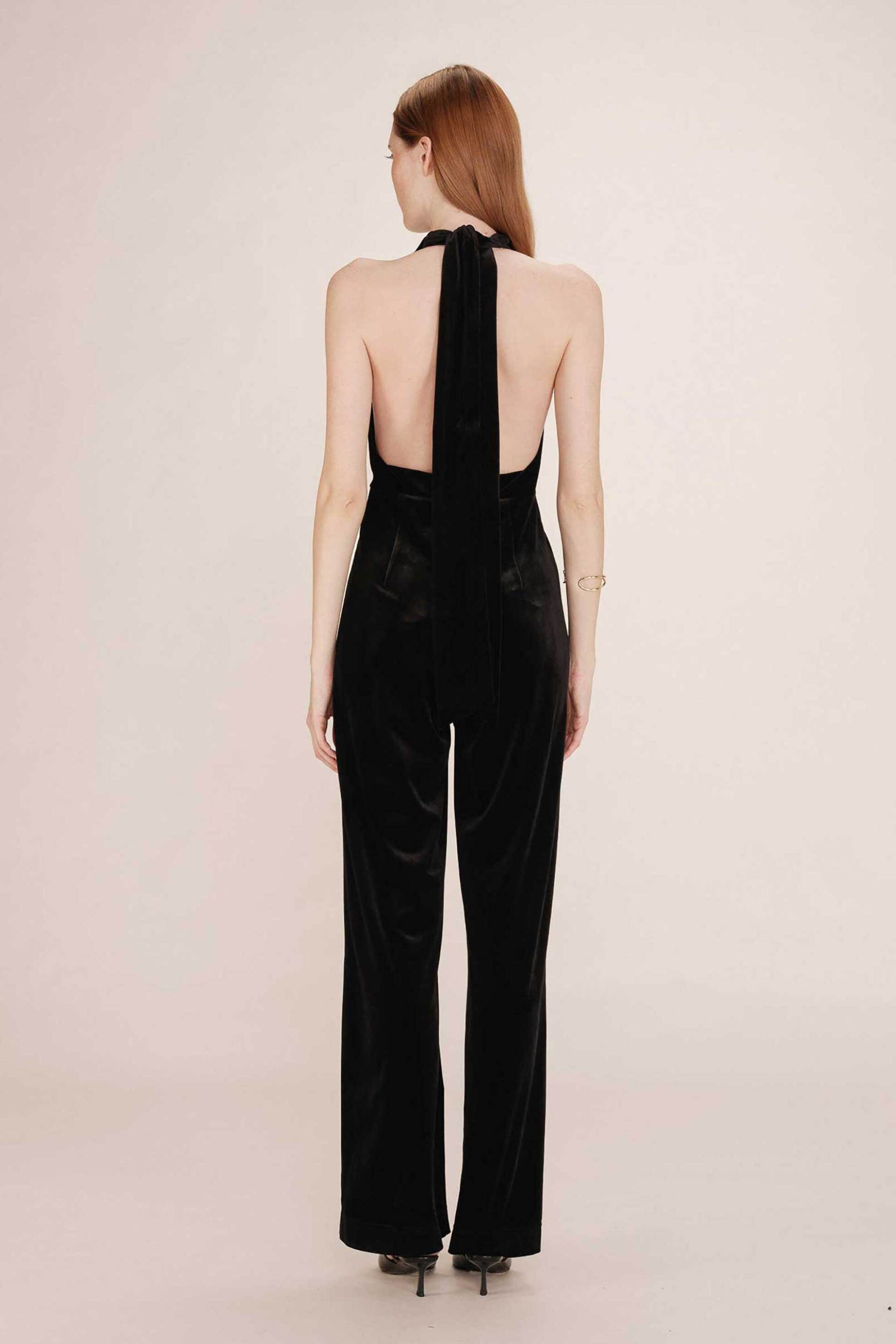 Grace & Mila γυναικεία ολόσωμη φόρμα velvet "Tahara" - TAHARA/FW25 Μαύρο φωτογραφία