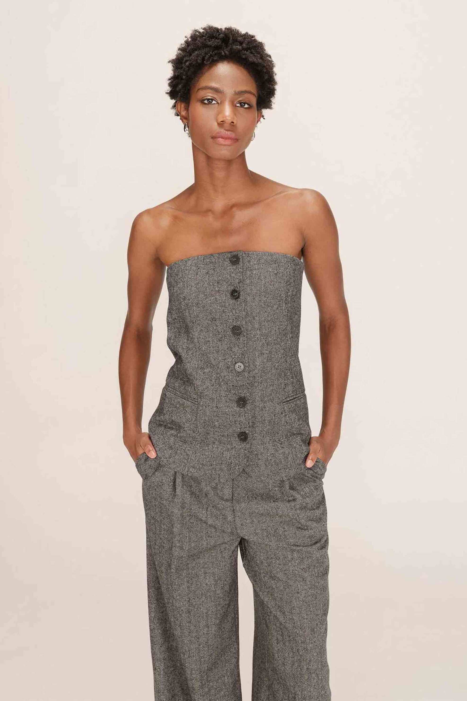 GRACE & MILA Grace & Mila γυναικείο στράπλες μπούστο ψαροκόκκαλο "Tandem" - TANDEM/FW25 Ανθρακί