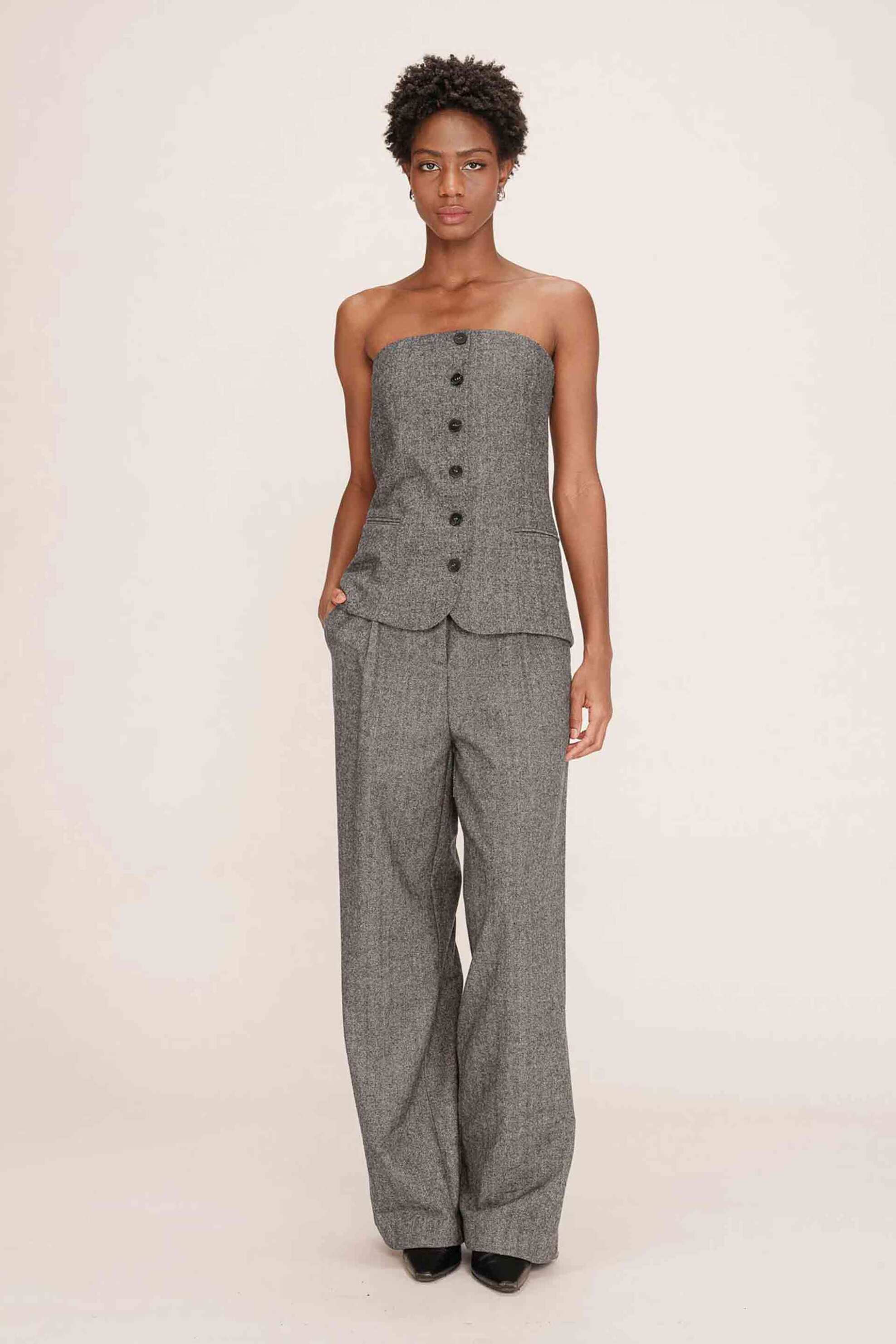 Grace & Mila γυναικείο στράπλες μπούστο ψαροκόκκαλο "Tandem" - TANDEM/FW25 Ανθρακί φωτογραφία