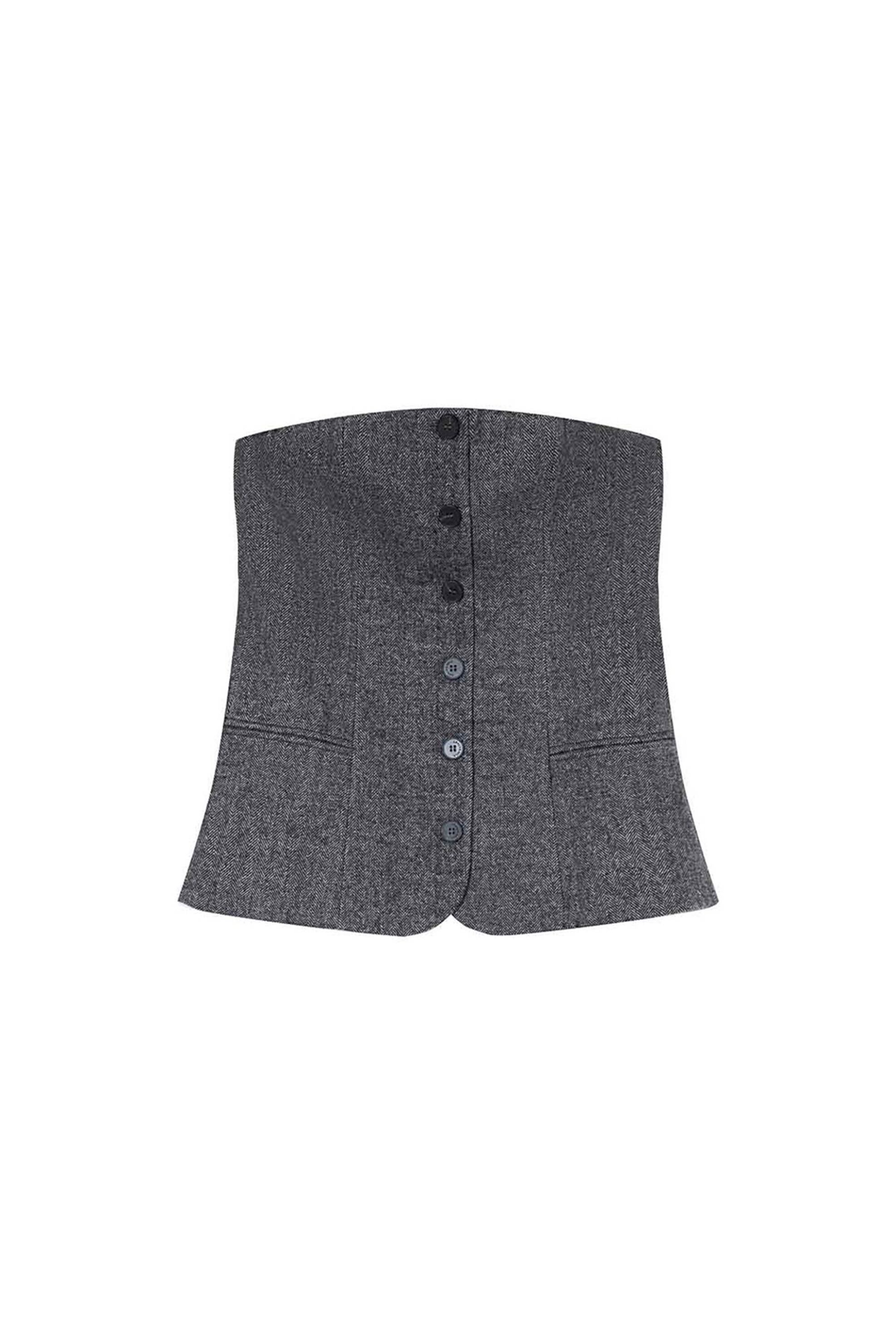 Grace & Mila γυναικείο στράπλες μπούστο ψαροκόκκαλο "Tandem" - TANDEM/FW25 Ανθρακί φωτογραφία