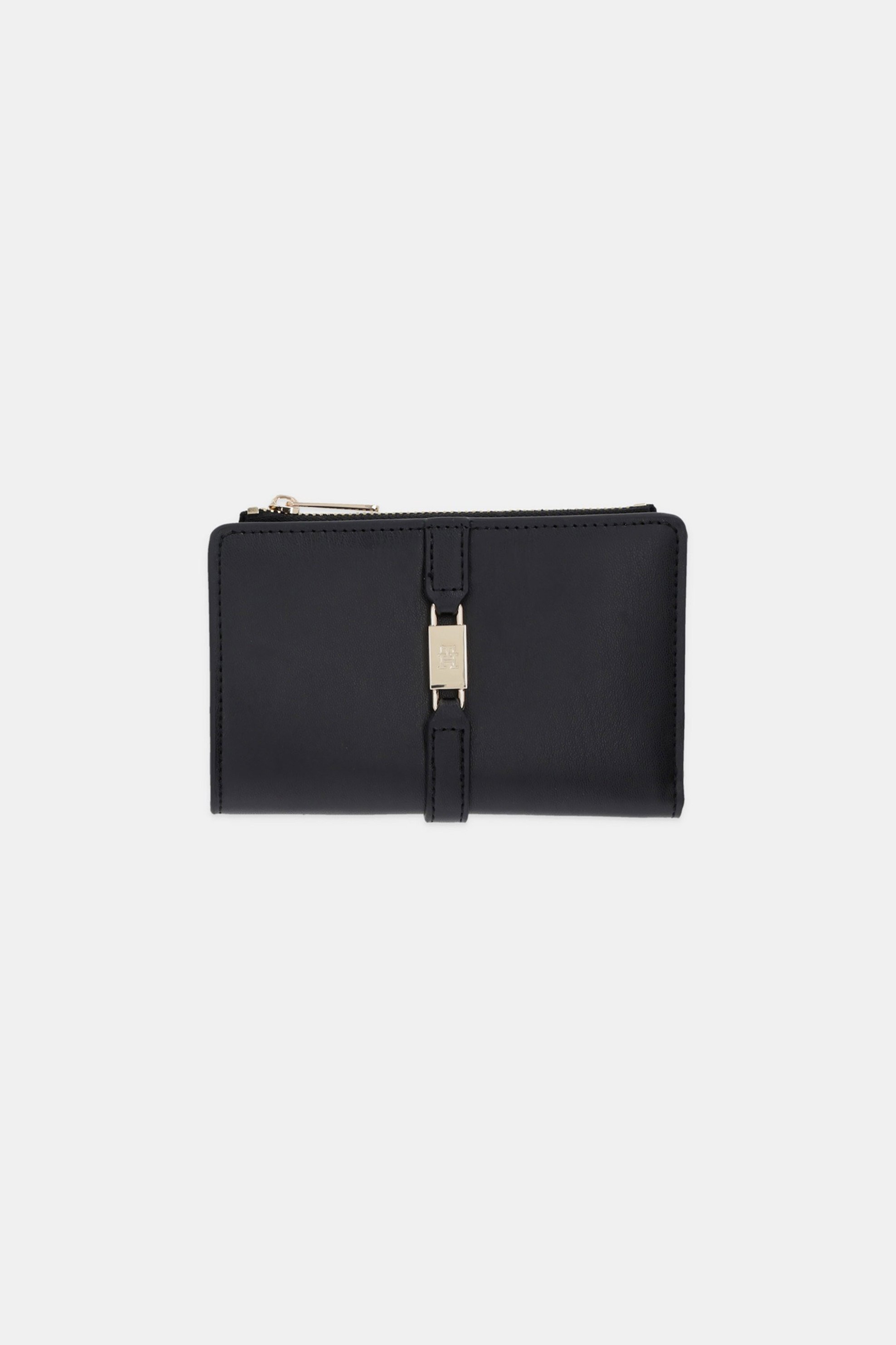 TOMMY HILFIGER Tommy Hilfiger γυναικείο πορτοφόλι με μεταλλικό μονόγραμμα - AW0AW18134 Μαύρο