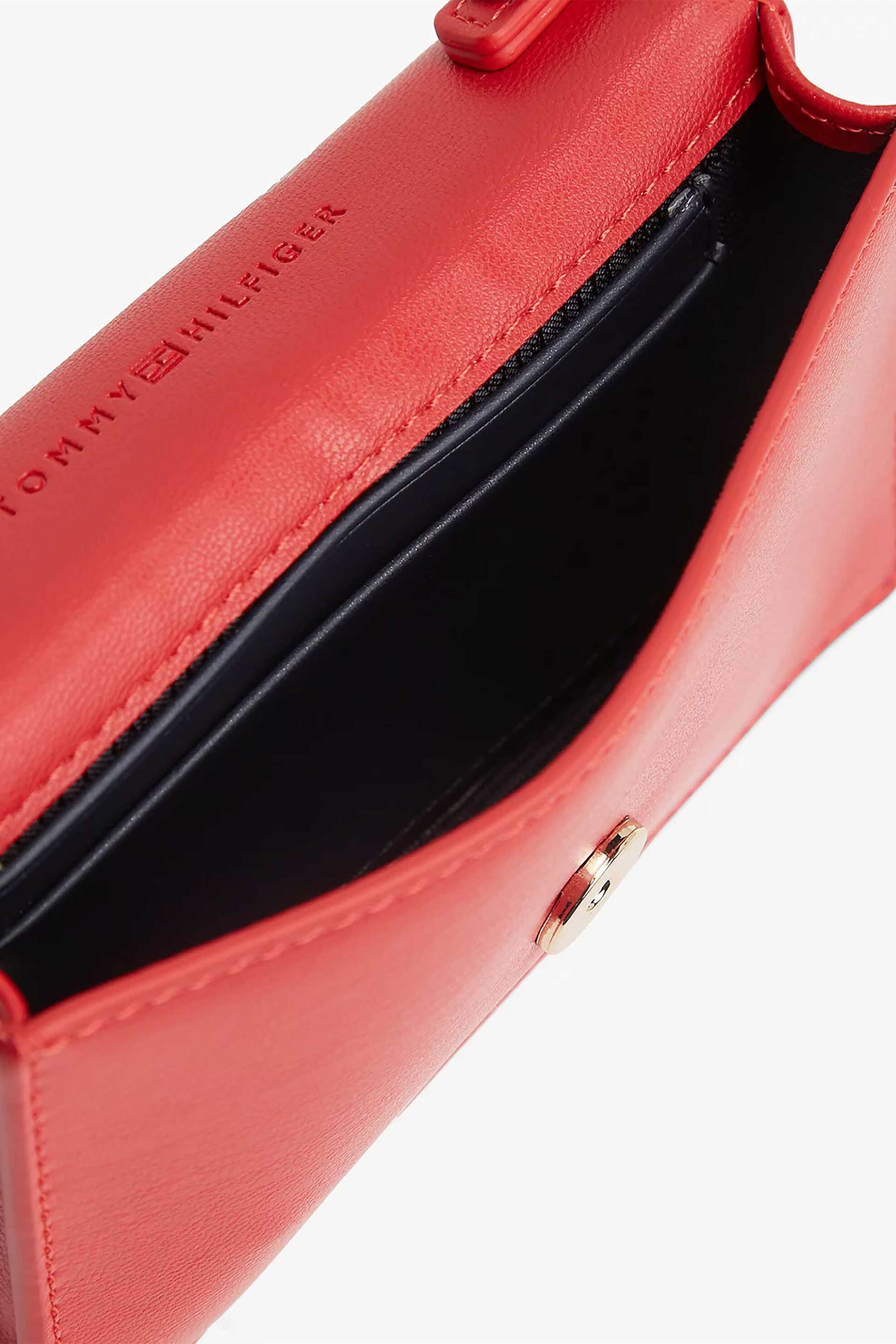 Tommy Hilfiger Γυναικείο Τσαντάκι Ώμου με Αλυσίδα Και Μεταλλικό Μονόγραμμα - Aw0Aw18248 Κόκκινο