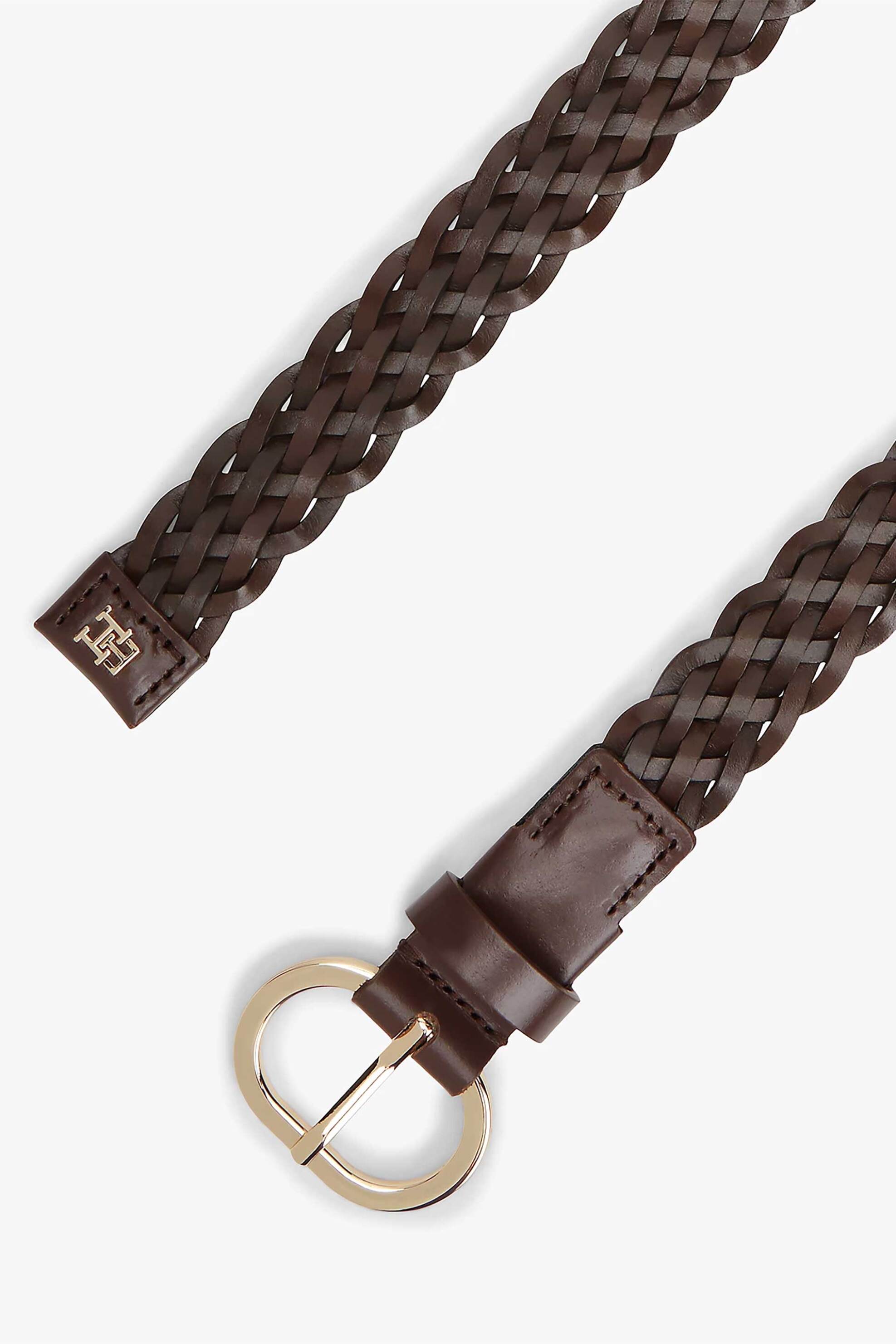 Tommy Hilfiger γυναικεία δερμάτινη ζώνη με μεταλλικό monogram και πλεκτό σχέδιο 