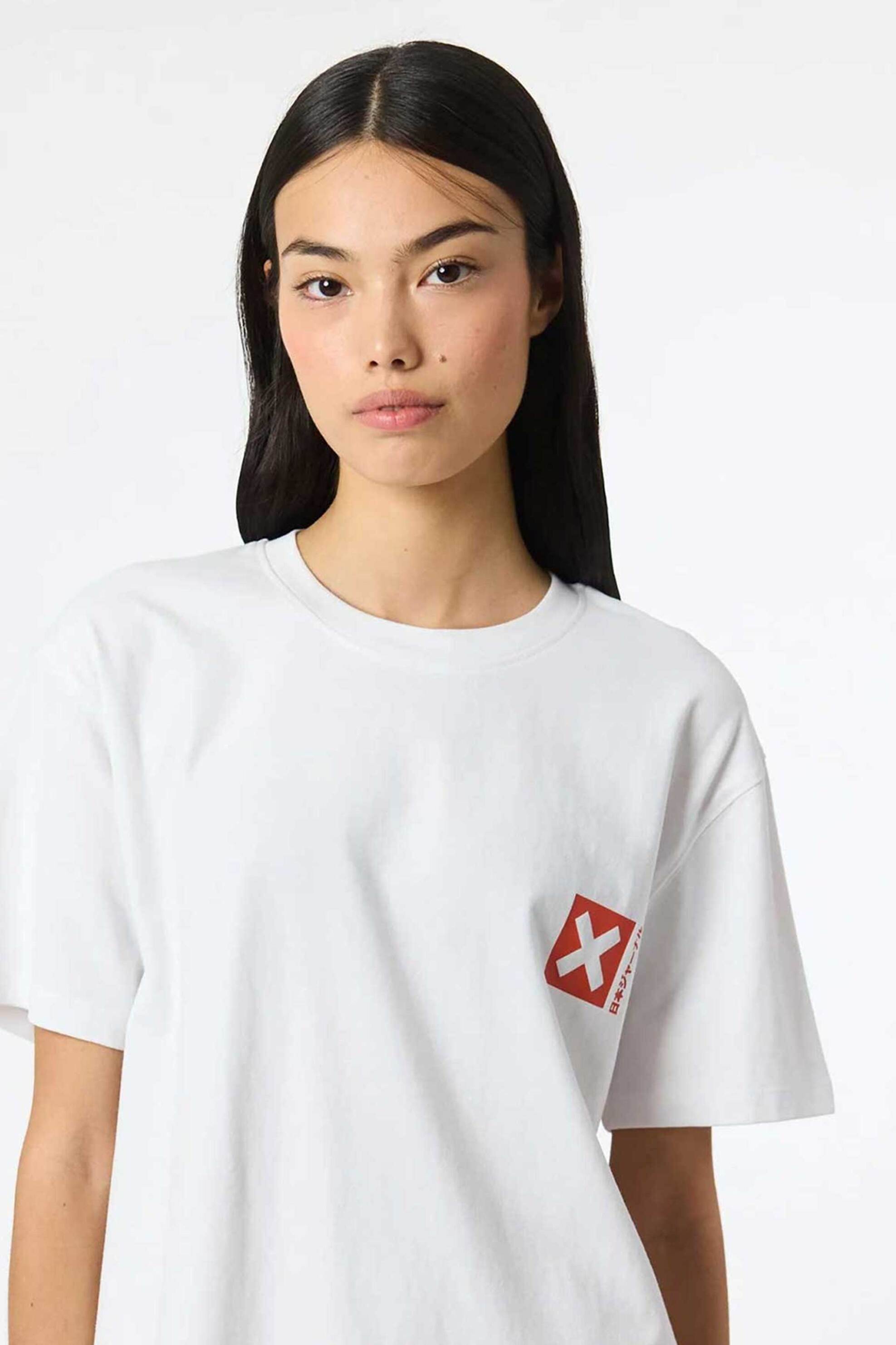 Blue Banana unisex T-shirt με κεντημένο Χ "Nature" - AW25UG011NATWH00/FW25 Λευκό φωτογραφία