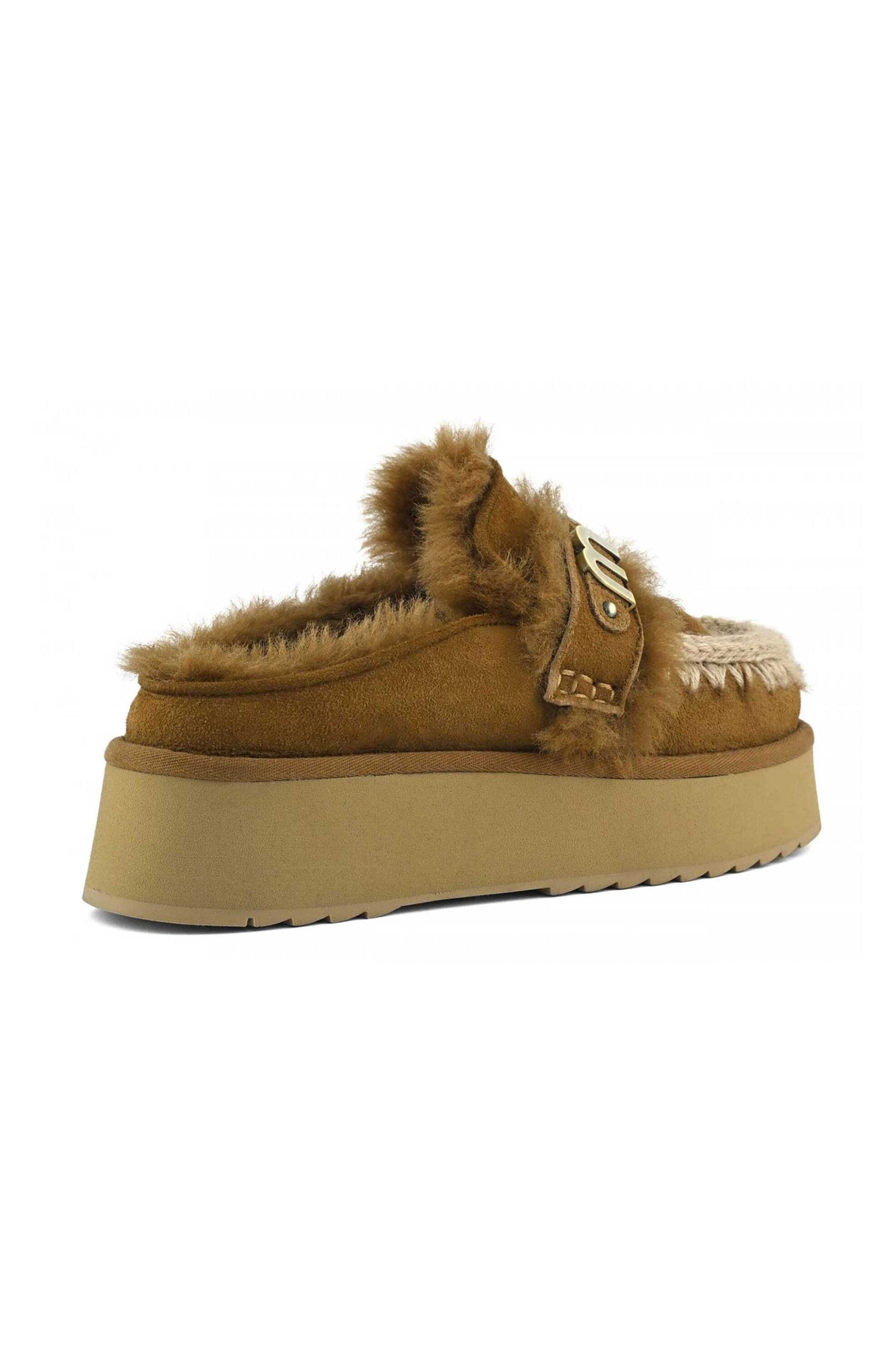 MOU Mou γυναικεία clogs suede με μεταλλικό λογότυπο - MUFW681006A Ταμπά - 4