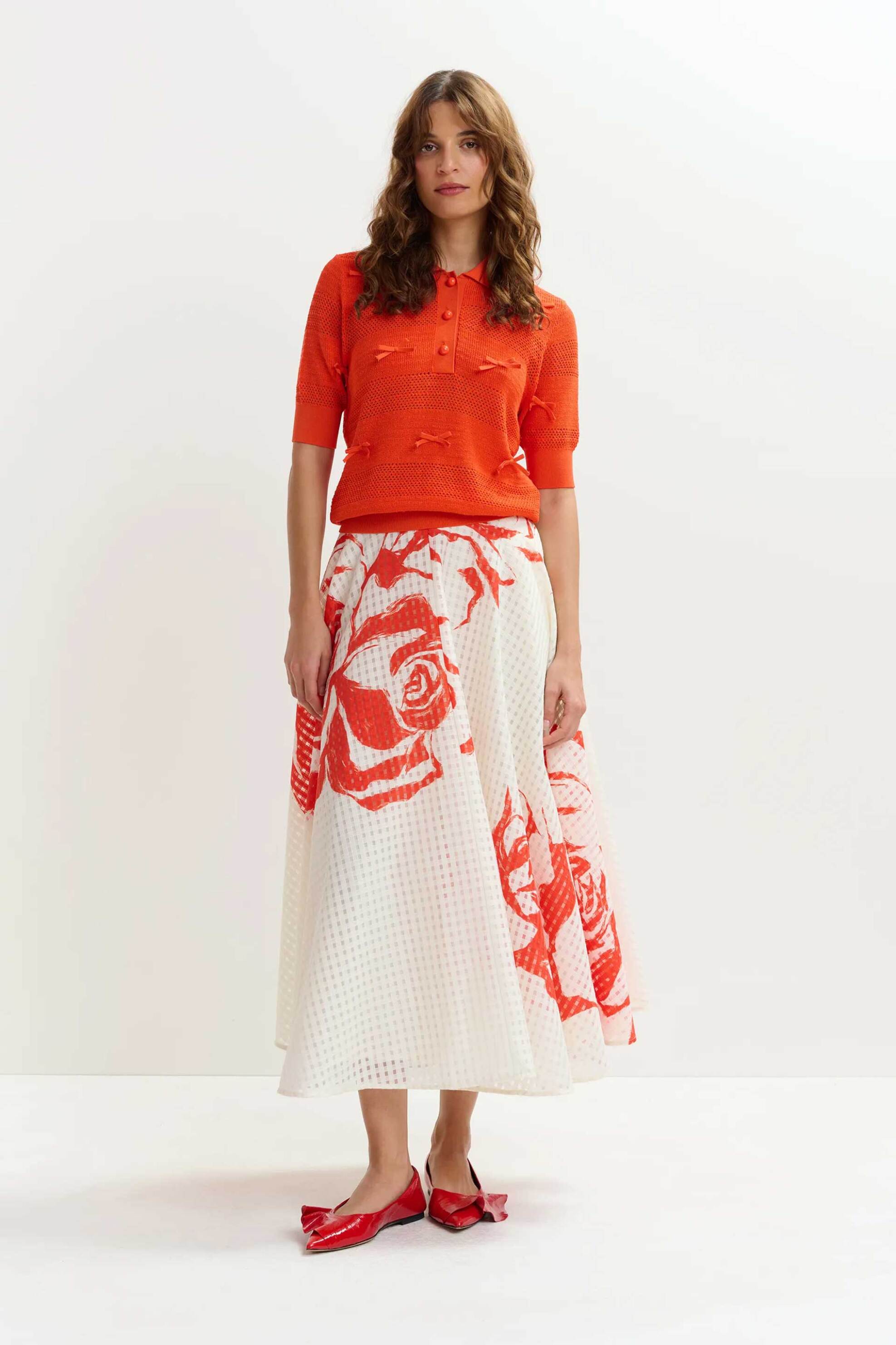 Essentiel Antwerp γυναικεία φούστα με floral print "Jango" - JANGO Λευκό