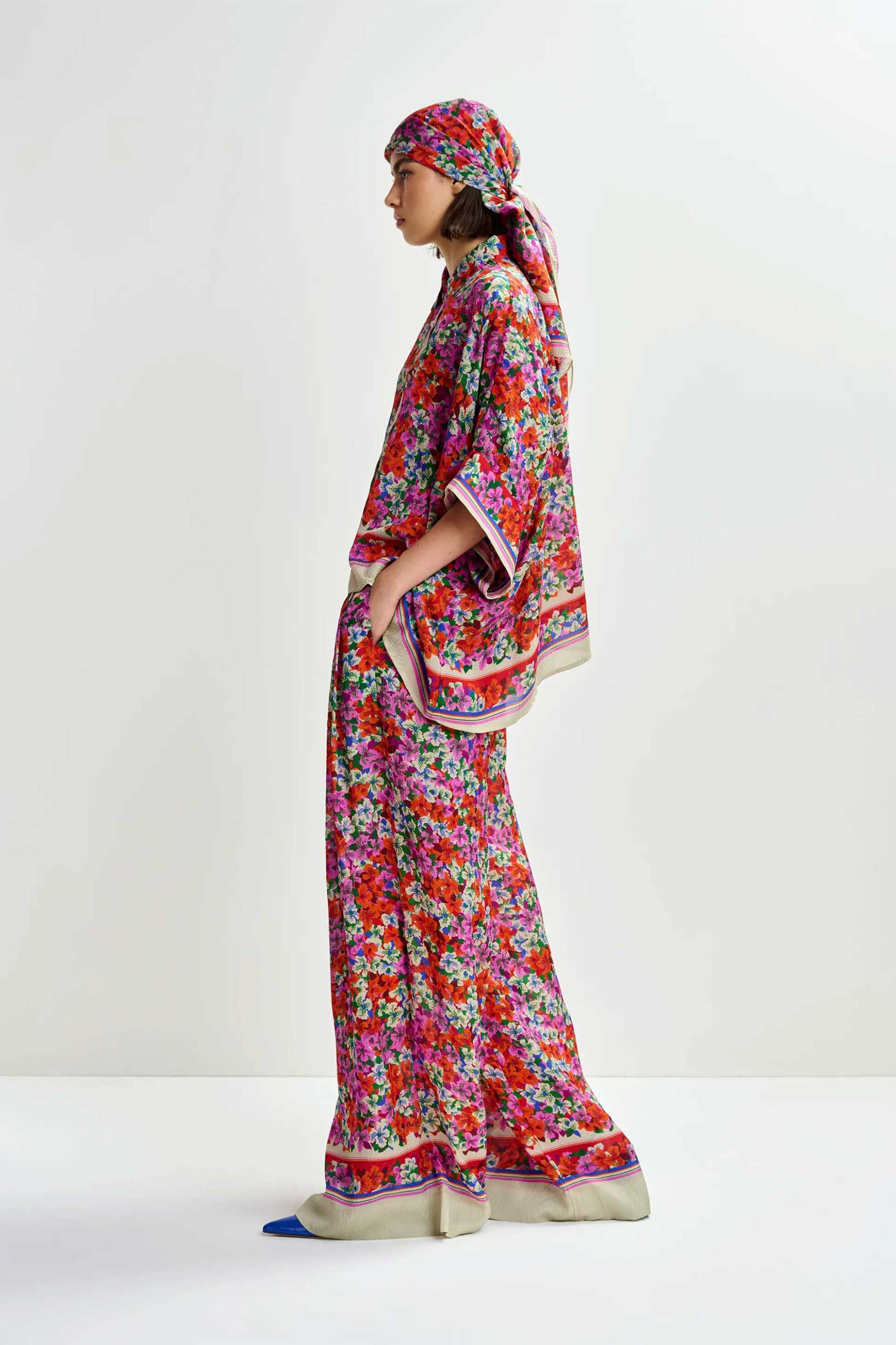 Essentiel Antwerp γυναικείο παντελόνι με floral print "Joek" - JOEK Κόκκινο φωτογραφία