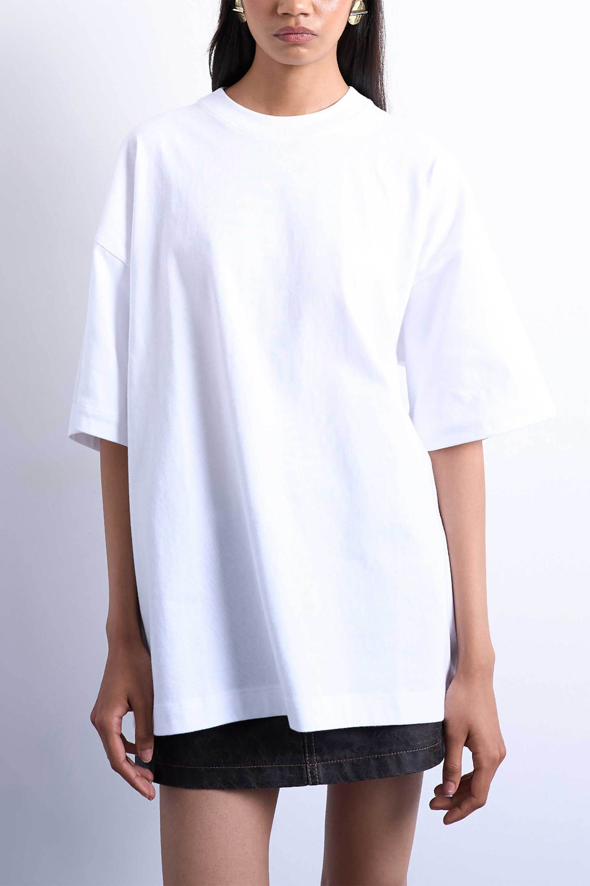Topshop γυναικείο T-shirt μονόχρωμο Oversize Fit "Tsida" - 31000931 Λευκό