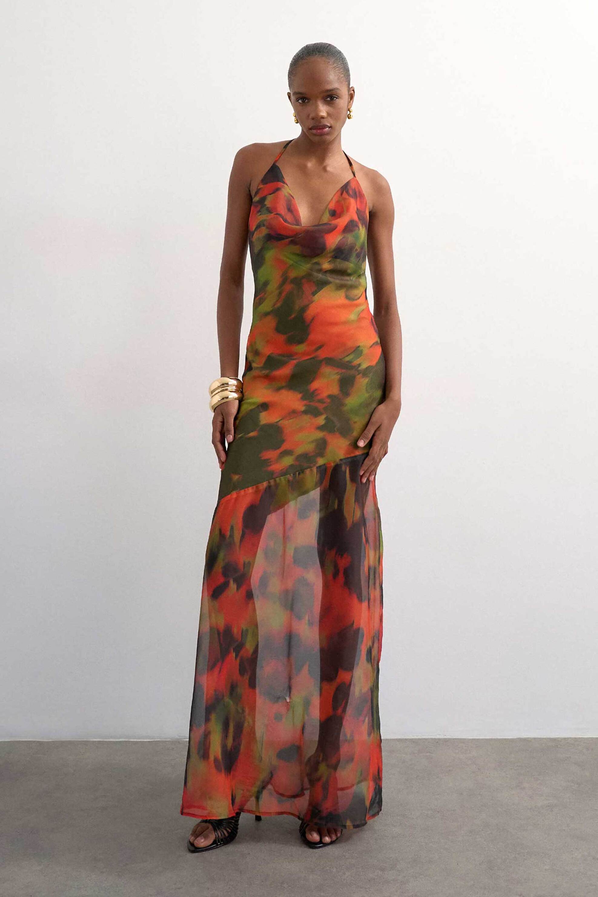 Topshop γυναικείο maxi φόρεμα με floral print "Astrid" - 31000738 Κόκκινο