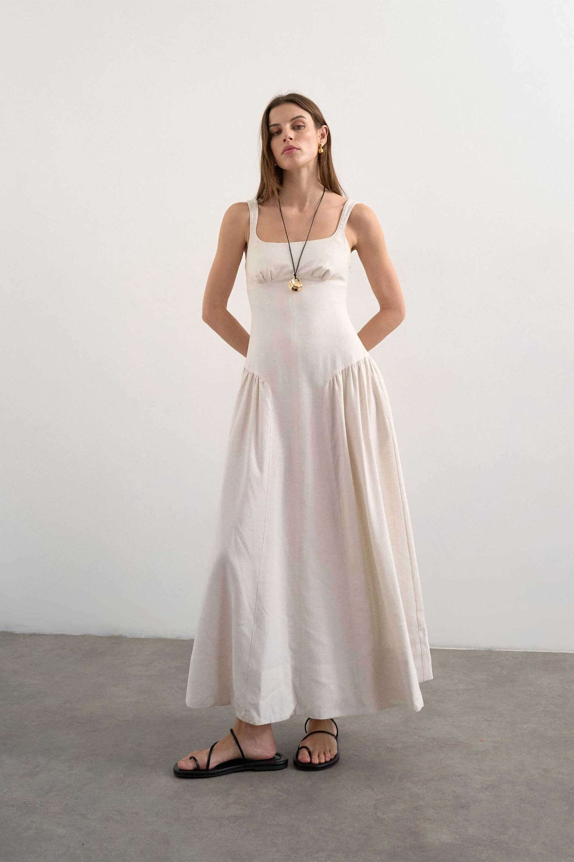 Topshop γυναικείο midi φόρεμα "Viola" - 31000747 Εκρού