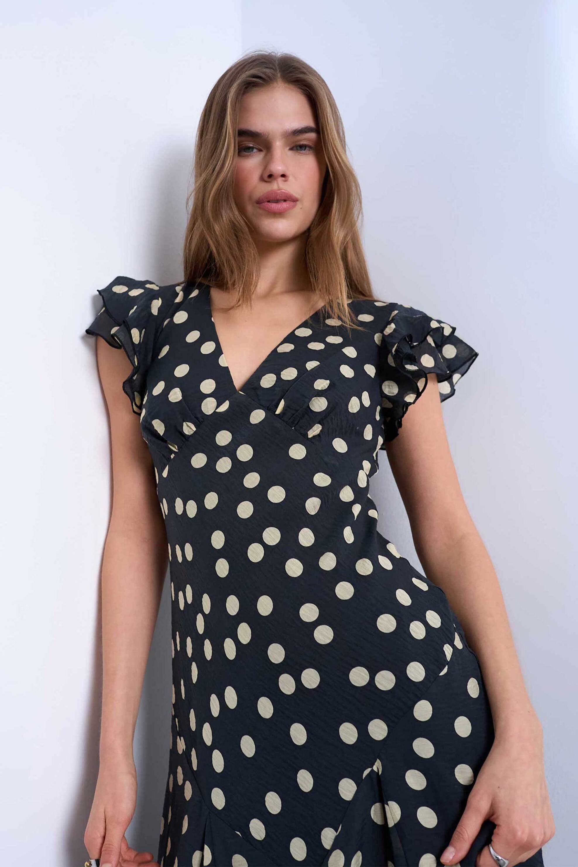 Topshop γυναικείο midi φόρεμα με πουά print 