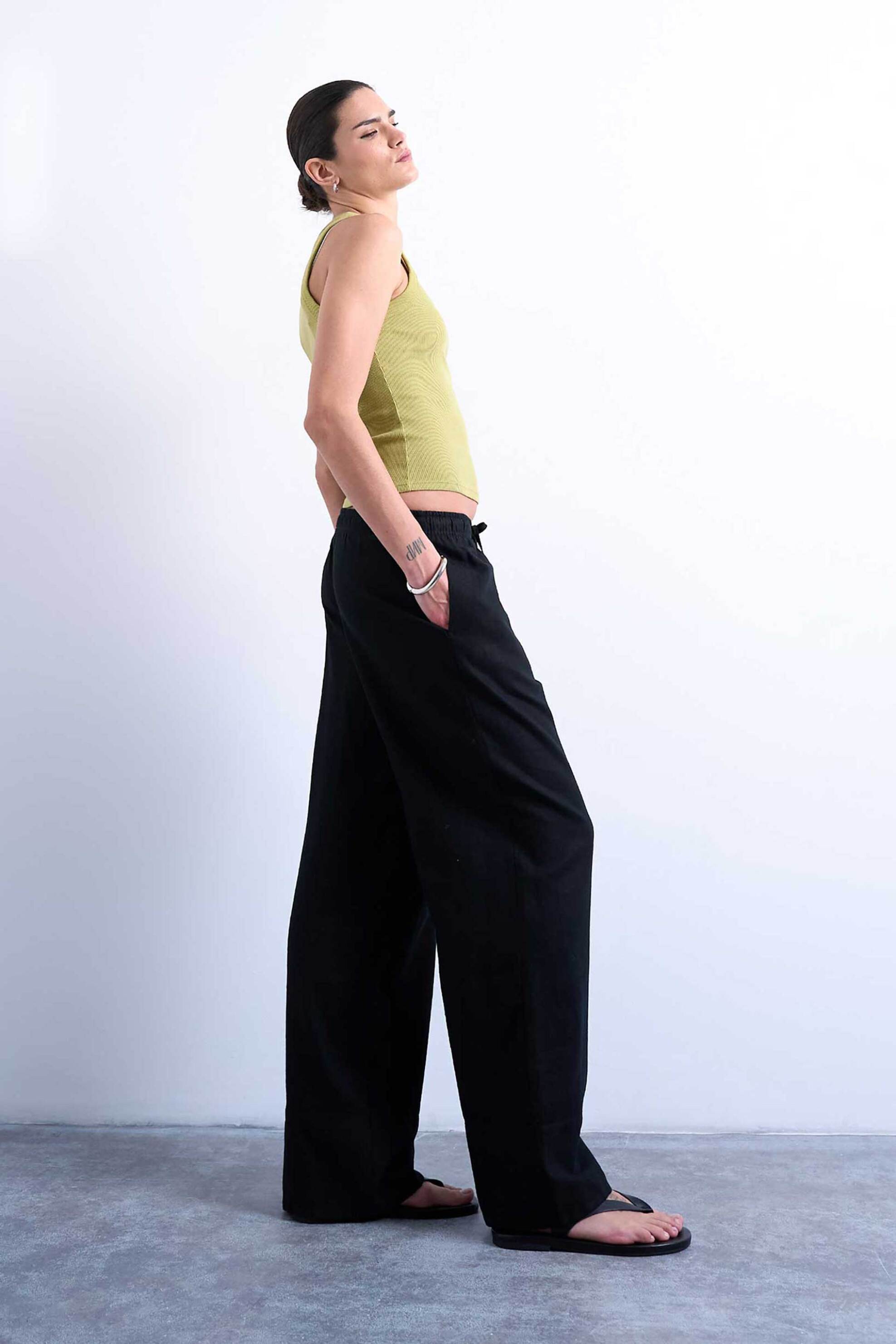 Topshop γυναικείο παντελόνι Straight Fit "Lakia" - 31000864 Μαύρο