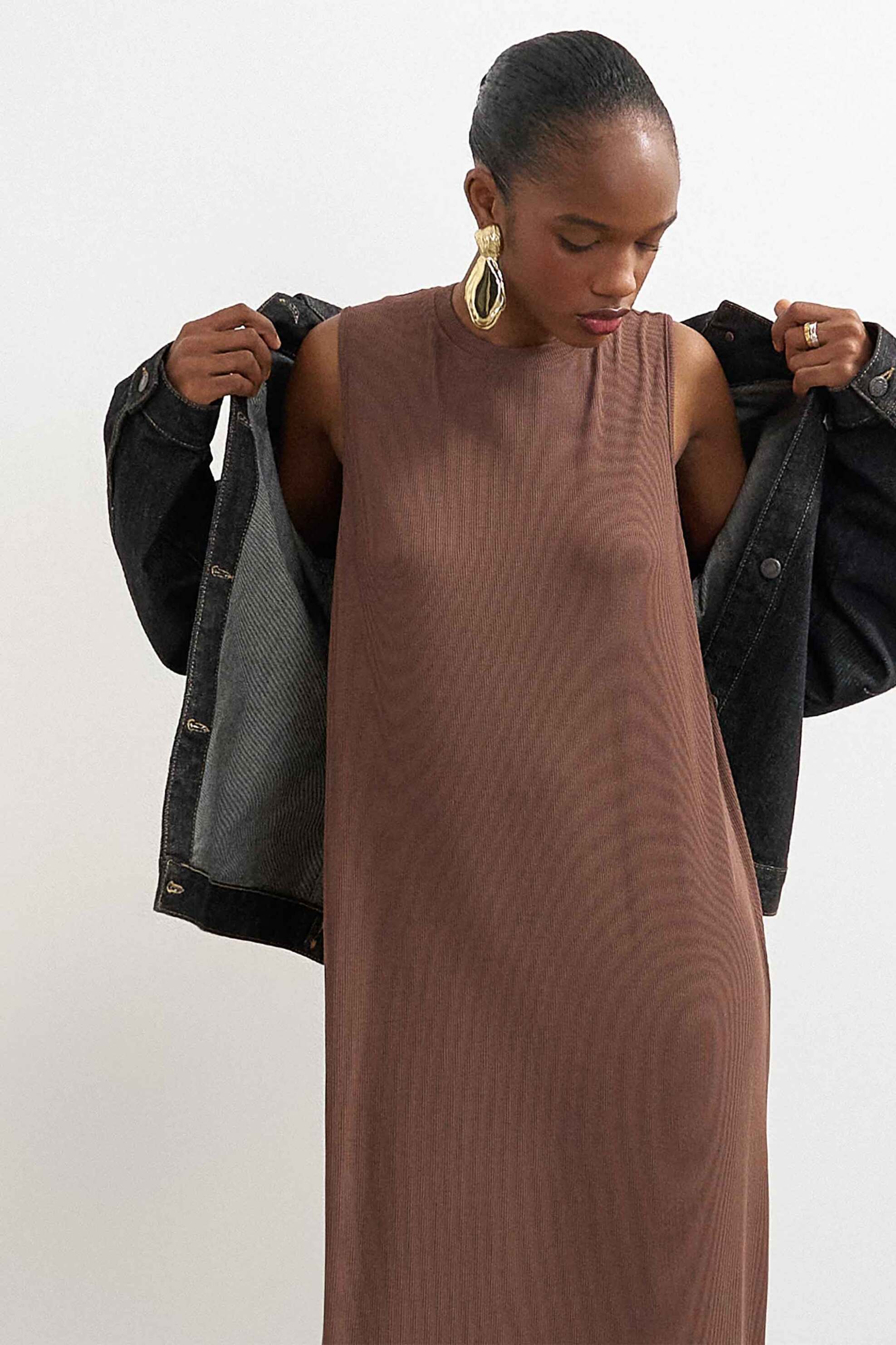 Topshop γυναικείο maxi φόρεμα αμάνικο 