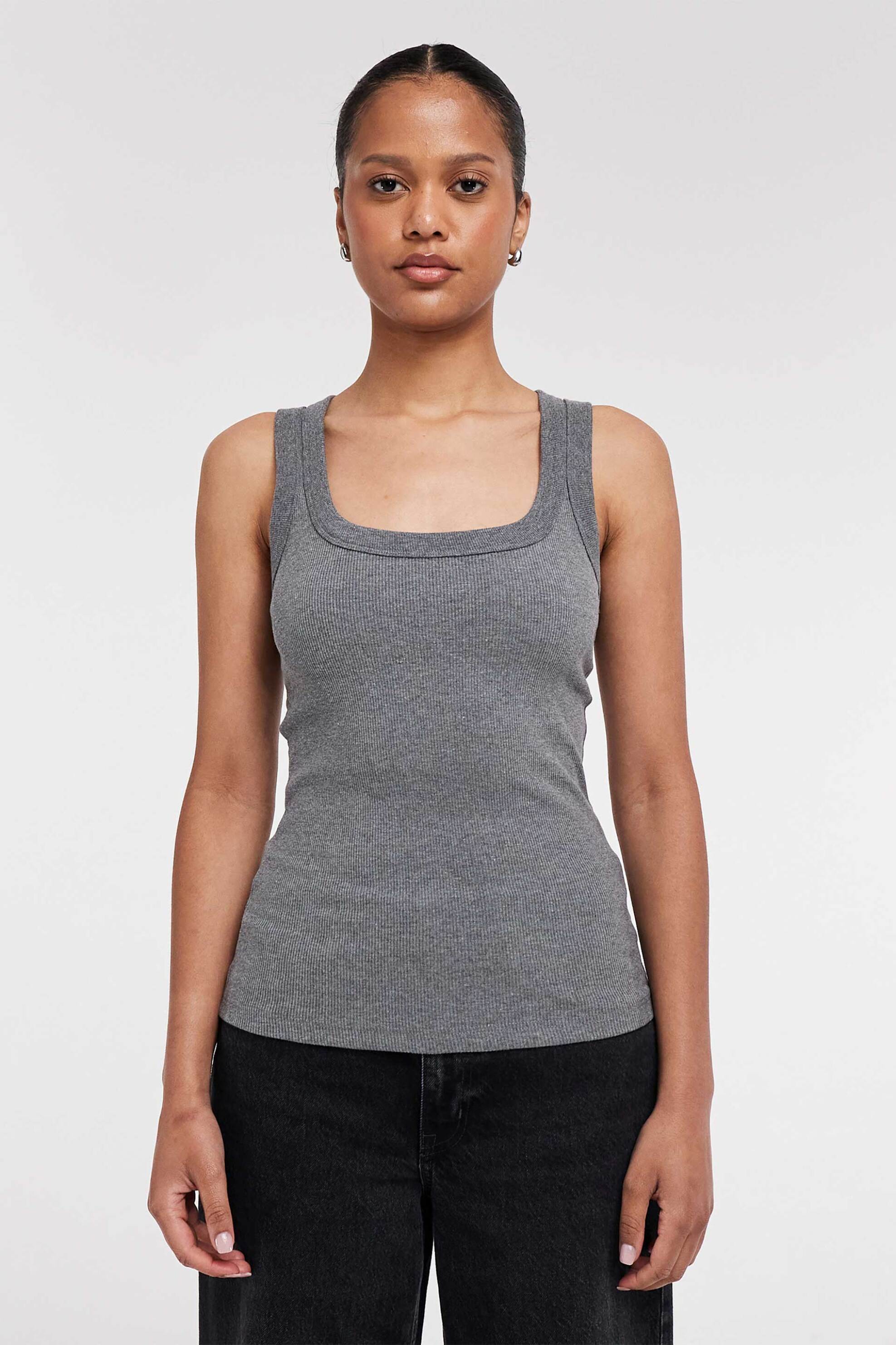 Topshop γυναικείο τοπ μονόχρωμο αμάνικο "Honey" - 31000879 Γκρι