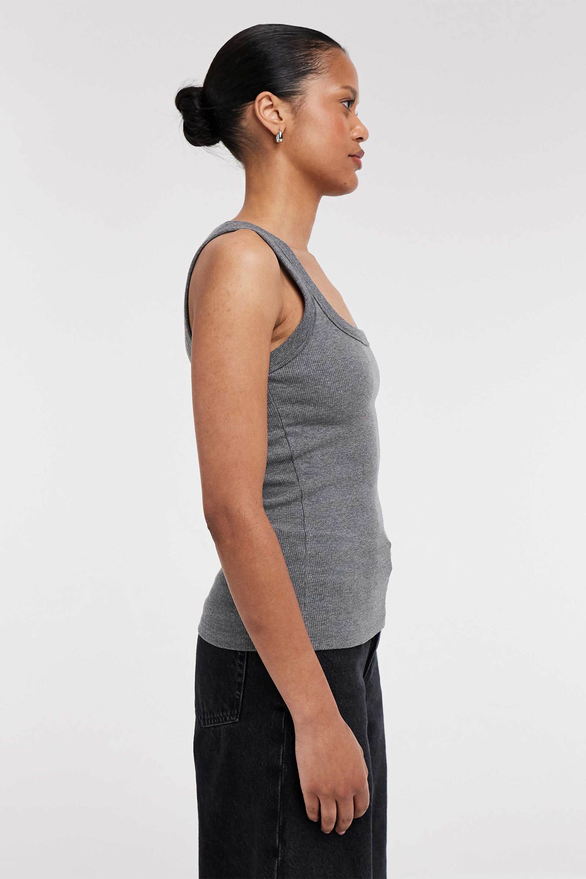 TOPSHOP Topshop γυναικείο τοπ μονόχρωμο αμάνικο "Honey" - 31000879 Γκρι - 2