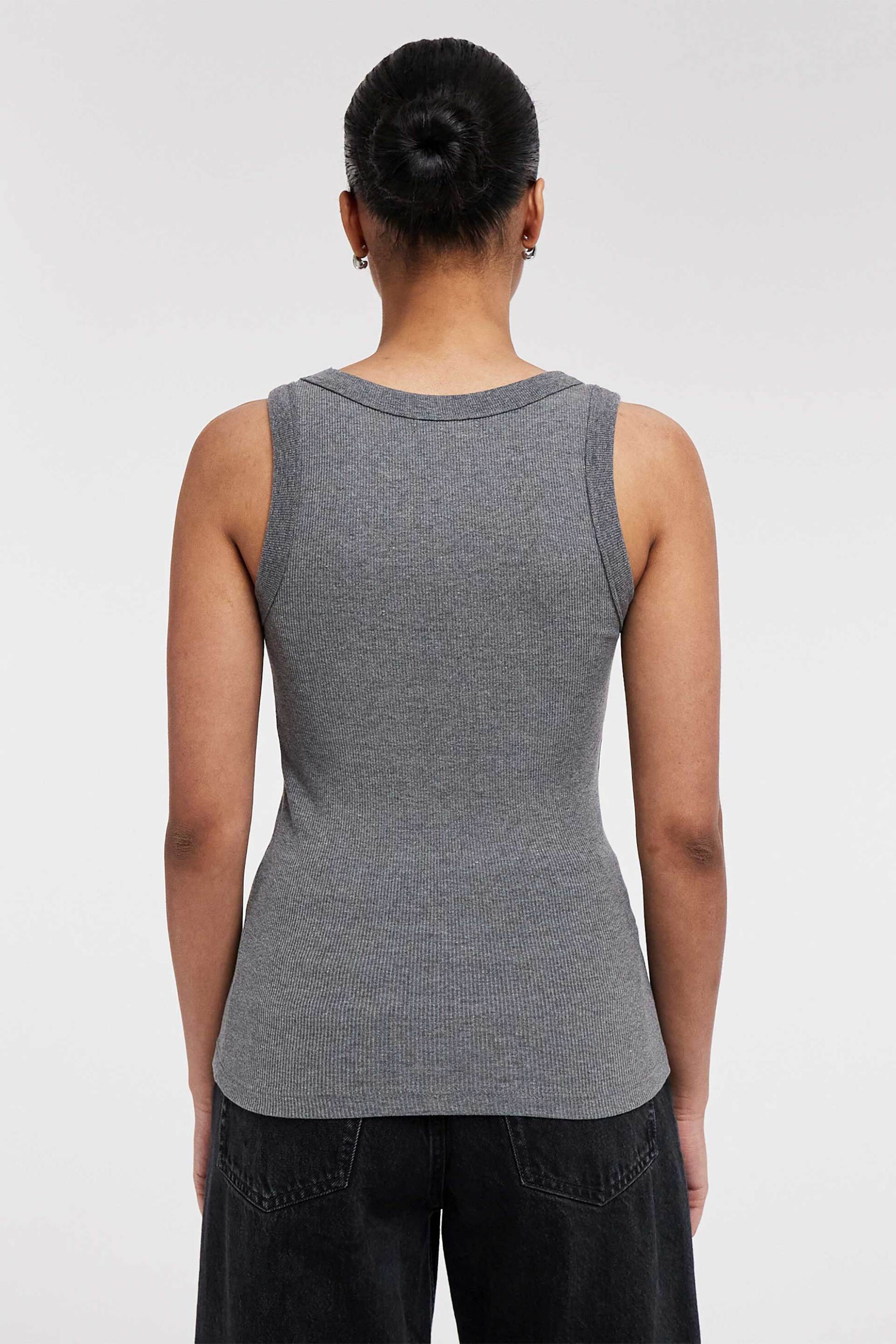 TOPSHOP Topshop γυναικείο τοπ μονόχρωμο αμάνικο "Honey" - 31000879 Γκρι - 3