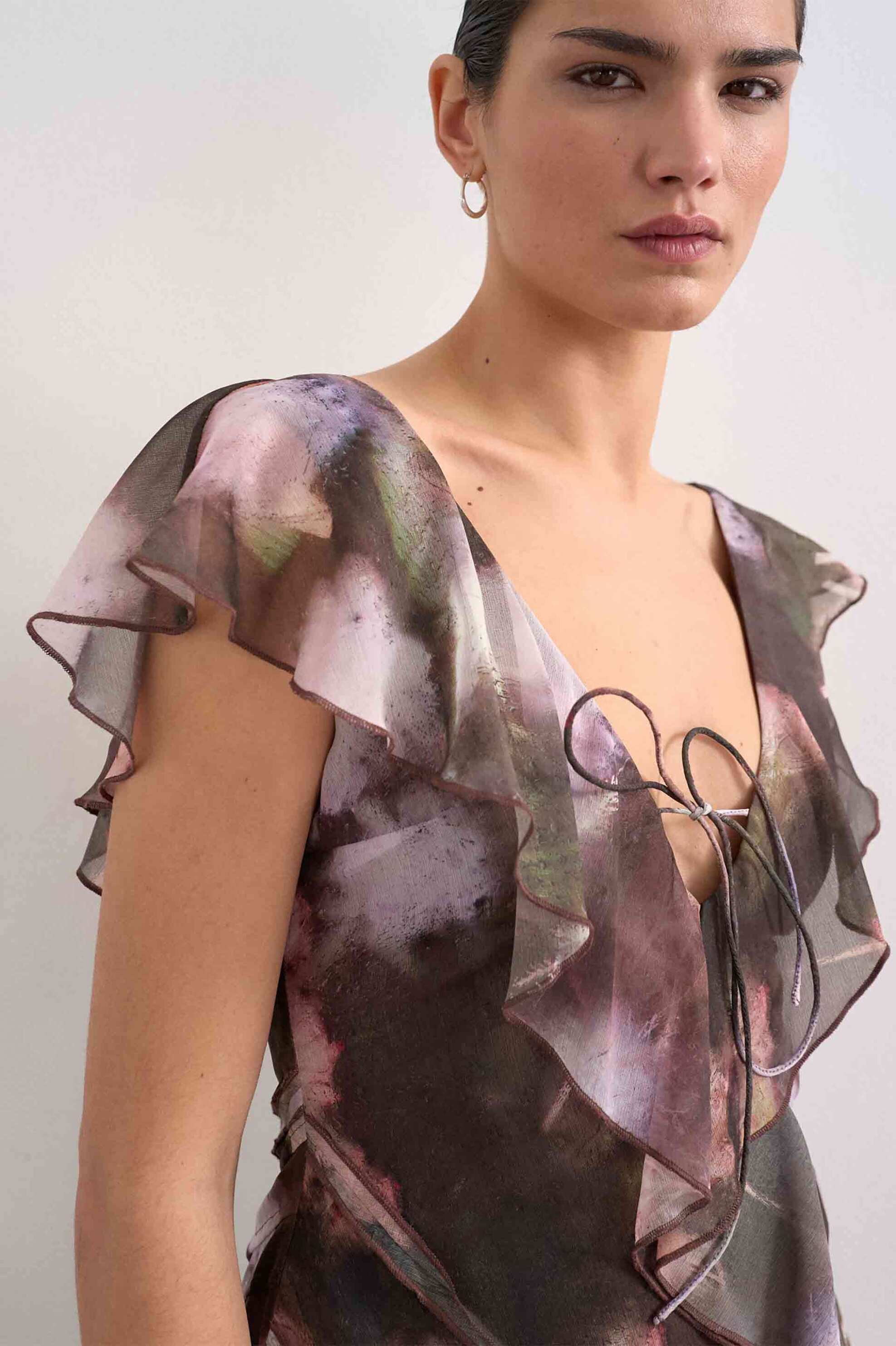 TOPSHOP Topshop γυναικείο mini φόρεμα με βολάν "Rikke" - 31000906 Λιλά - 2