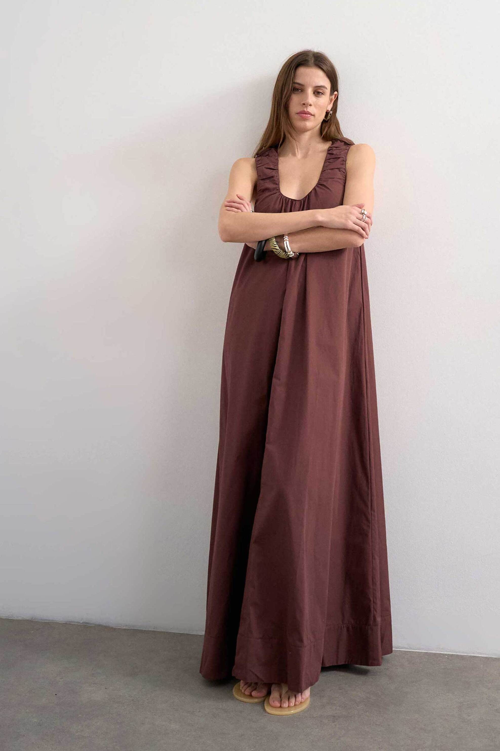 Topshop γυναικείο maxi φόρεμα "Runi" - 31000907 Καφέ