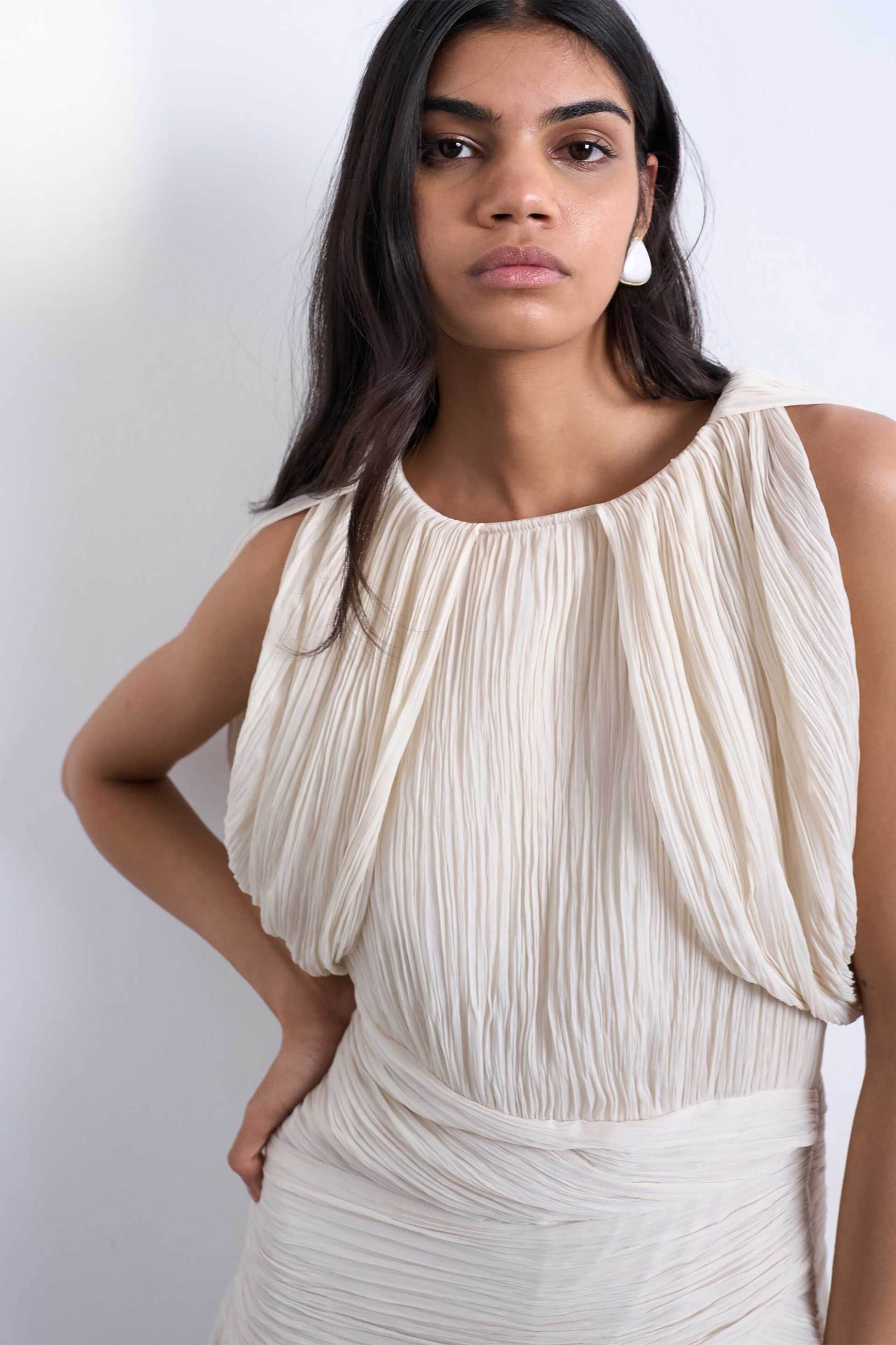 TOPSHOP Topshop γυναικείο mini φόρεμα με ντραπέ σχέδιο "Svea" - 31000908 Λευκό - 2