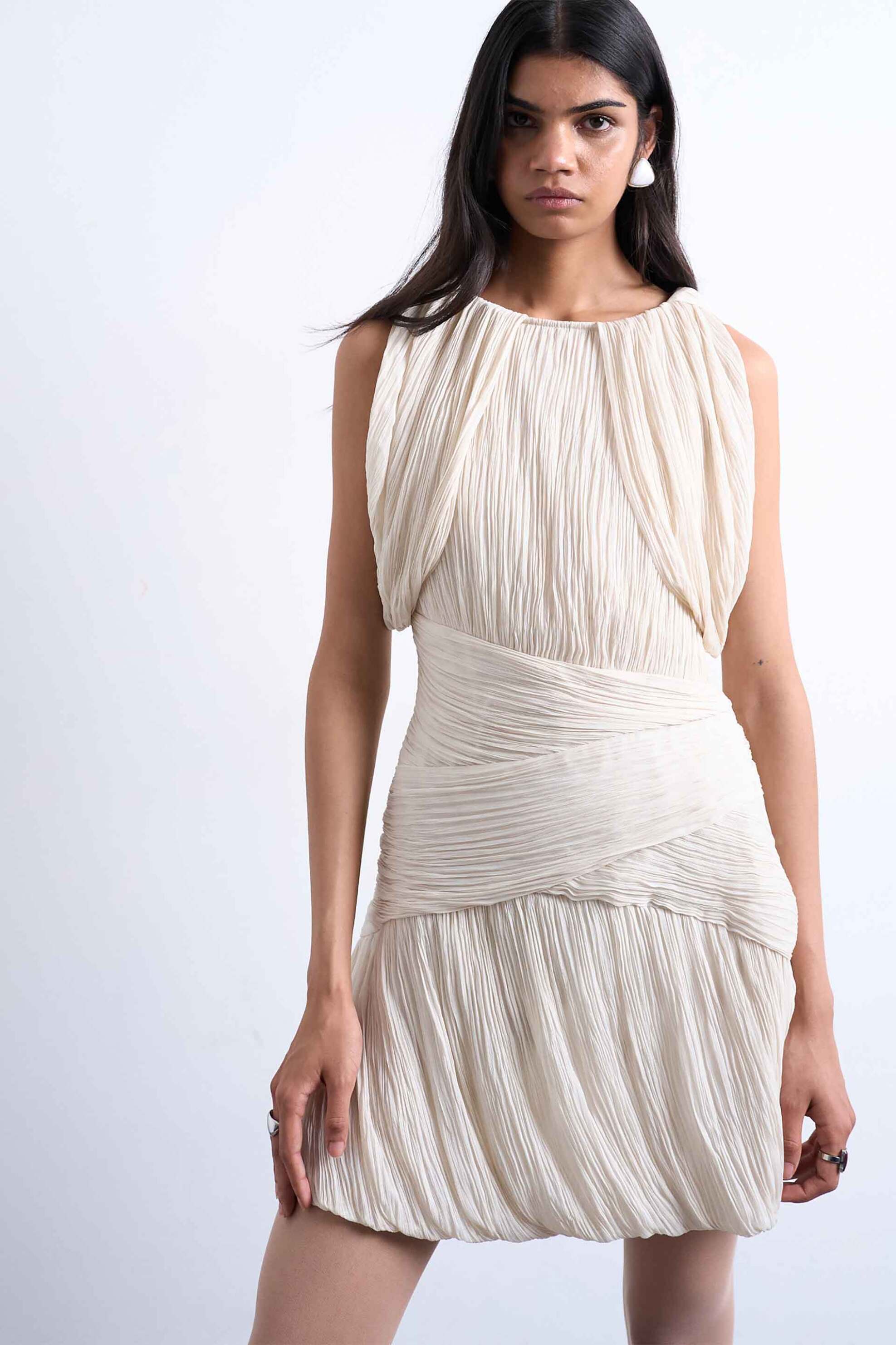 TOPSHOP Topshop γυναικείο mini φόρεμα με ντραπέ σχέδιο "Svea" - 31000908 Λευκό - 3