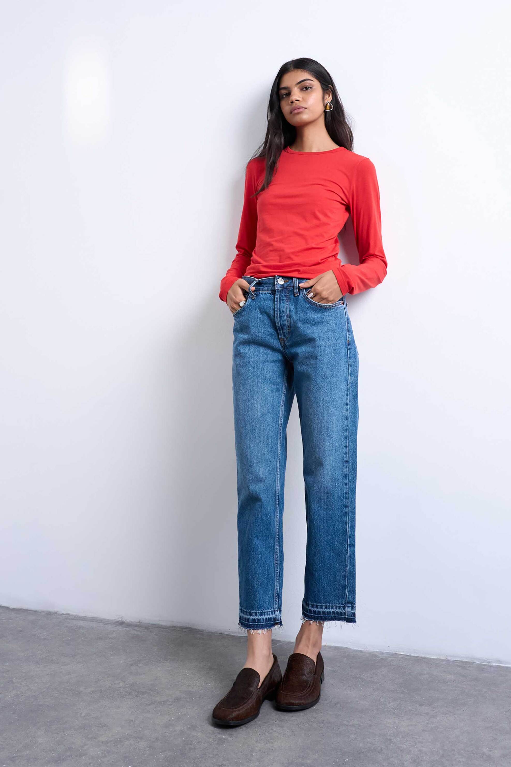 Topshop γυναικείο τζιν παντελόνι cropped Straight Fit "Runway" - 31000966 Denim Blue φωτογραφία