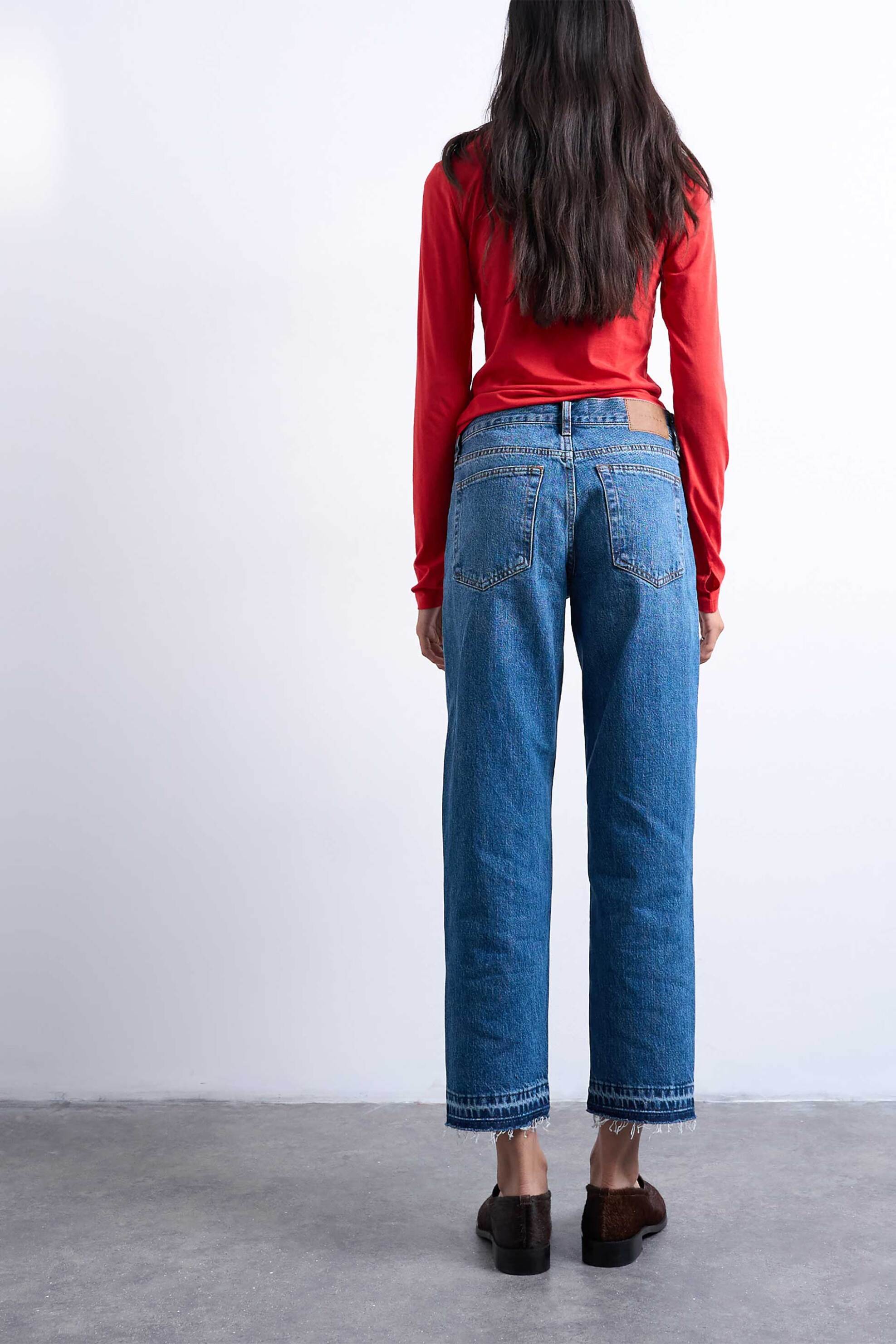 Topshop Γυναικείο Τζιν Παντελόνι Cropped Straight Fit Runway - 31000966 Denim Blue