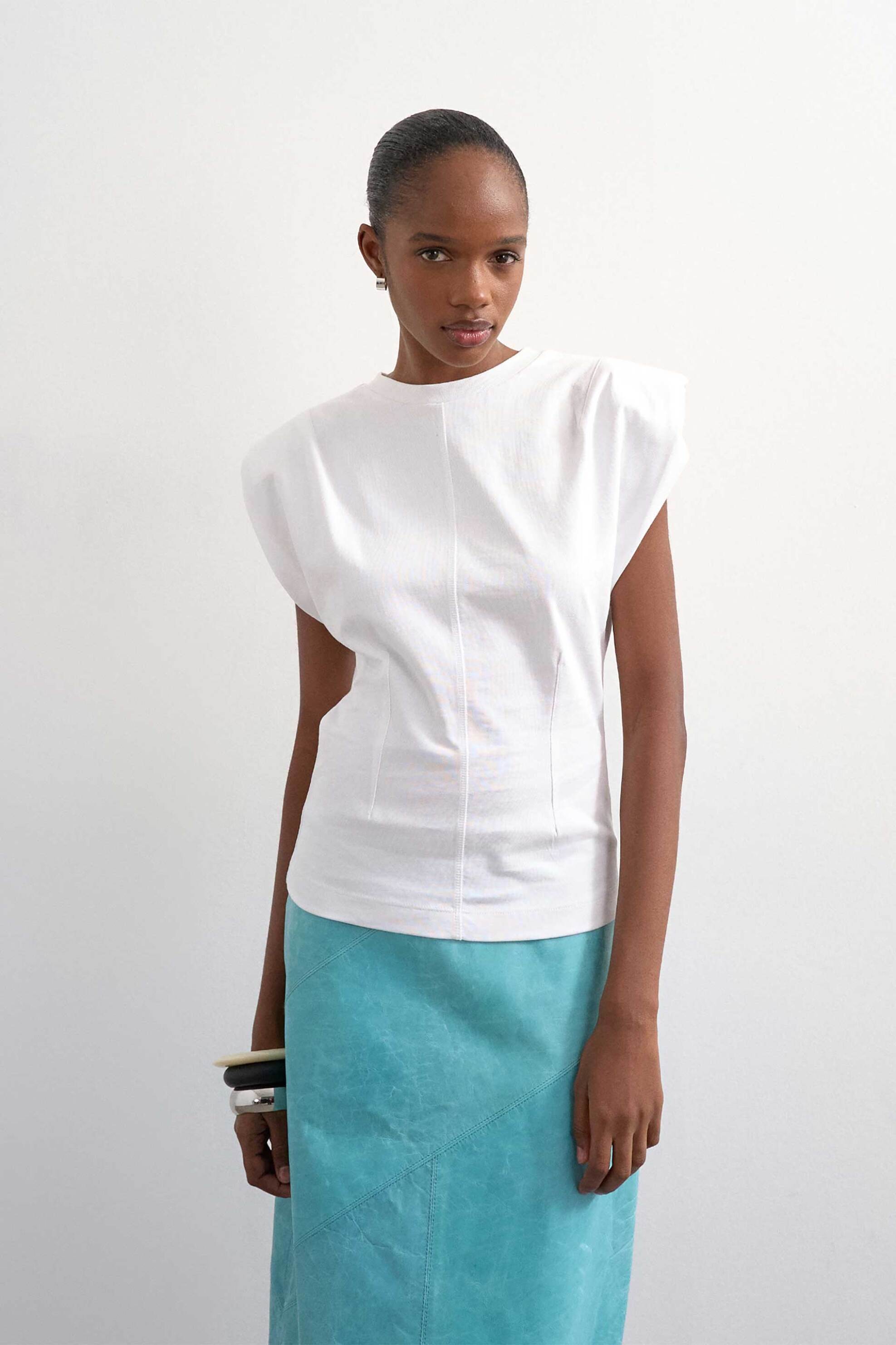 Topshop γυναικεία μπλούζα με έντονους ώμους "Julla" - 31001768 Λευκό