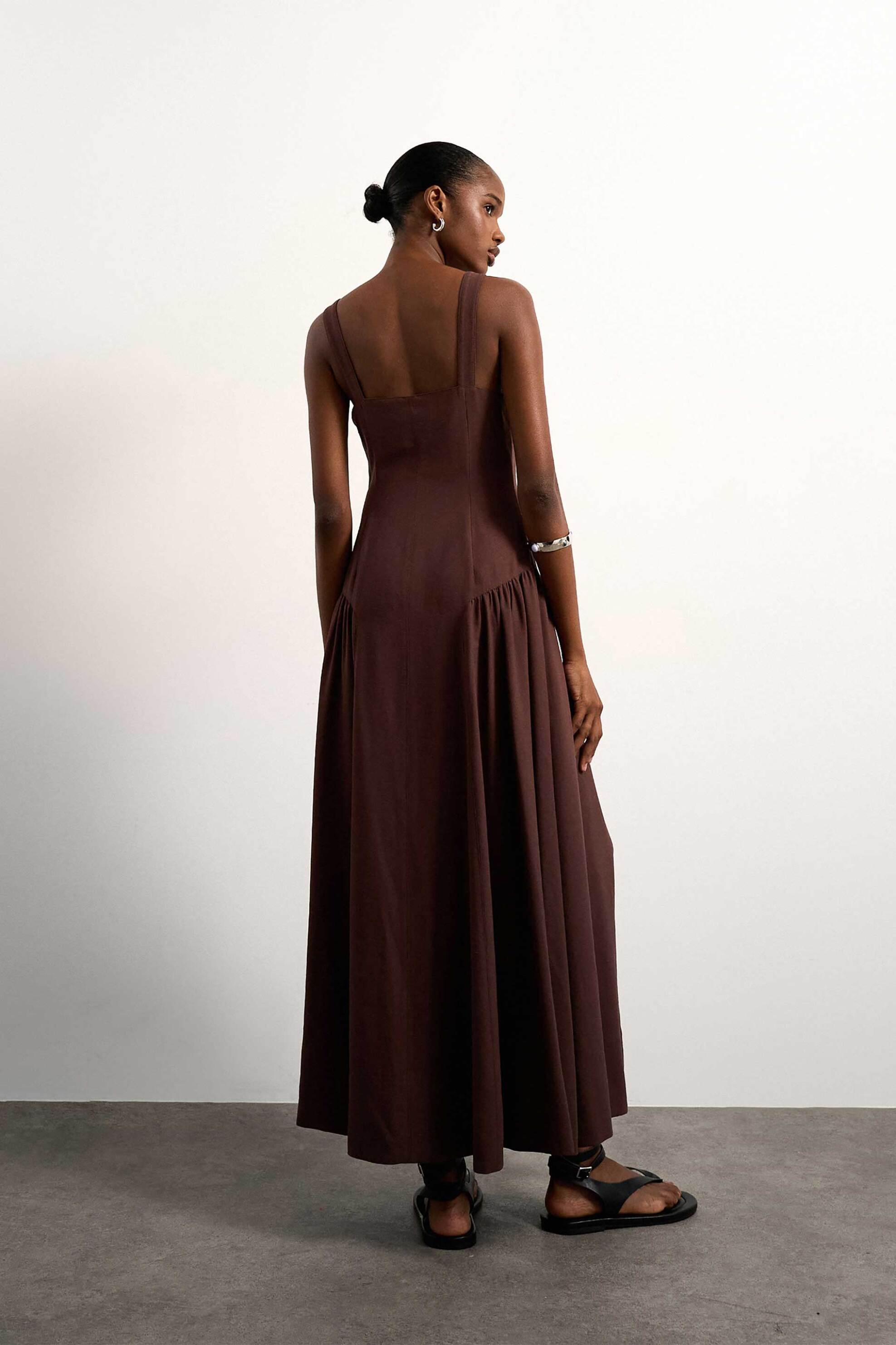 Topshop Γυναικείο Maxi Φόρεμα Svea - 31001028 Καφέ