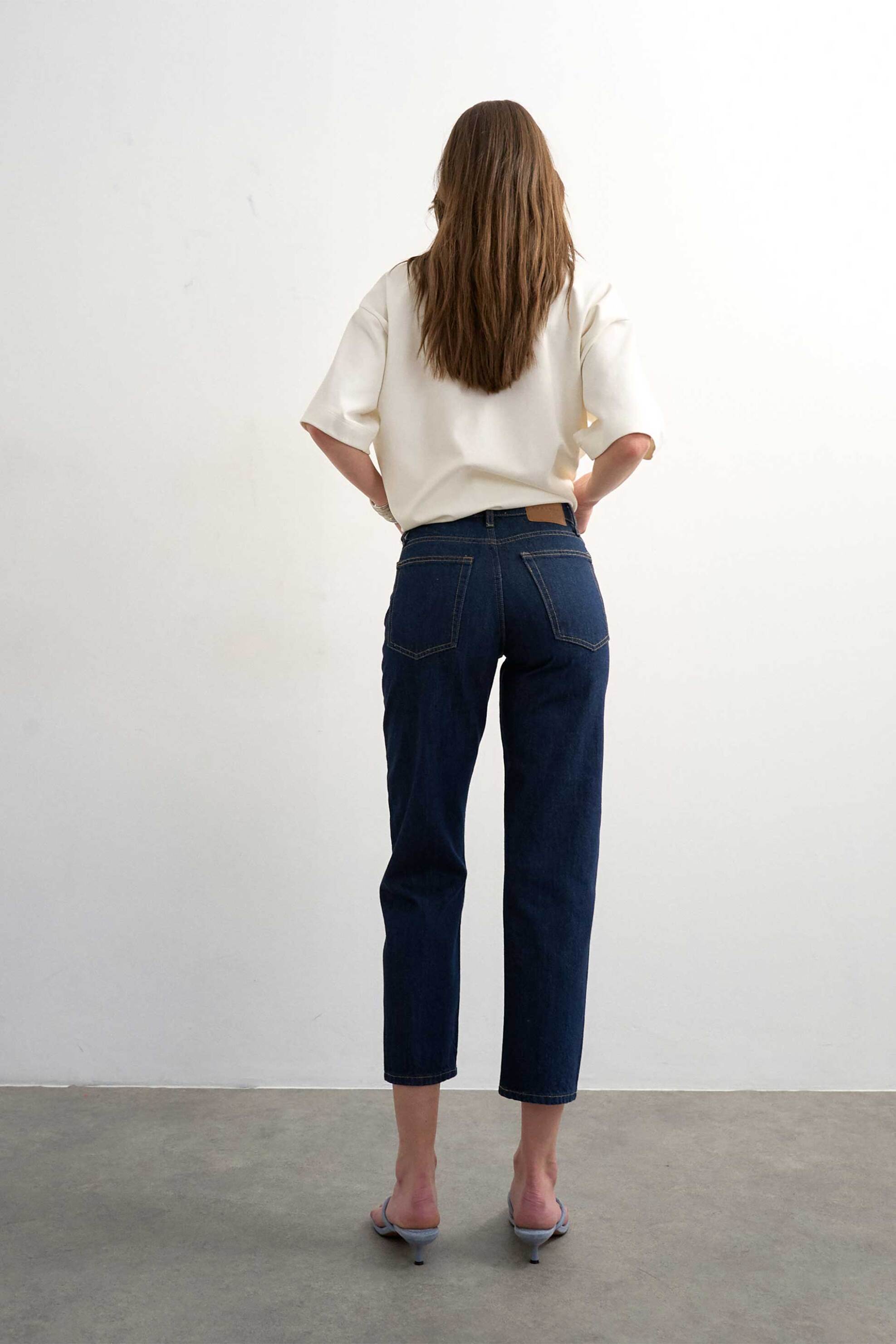 Topshop Γυναικείο Τζιν Παντελόνι Straight Fit Runway - 31000895 Denim Blue Σκούρο