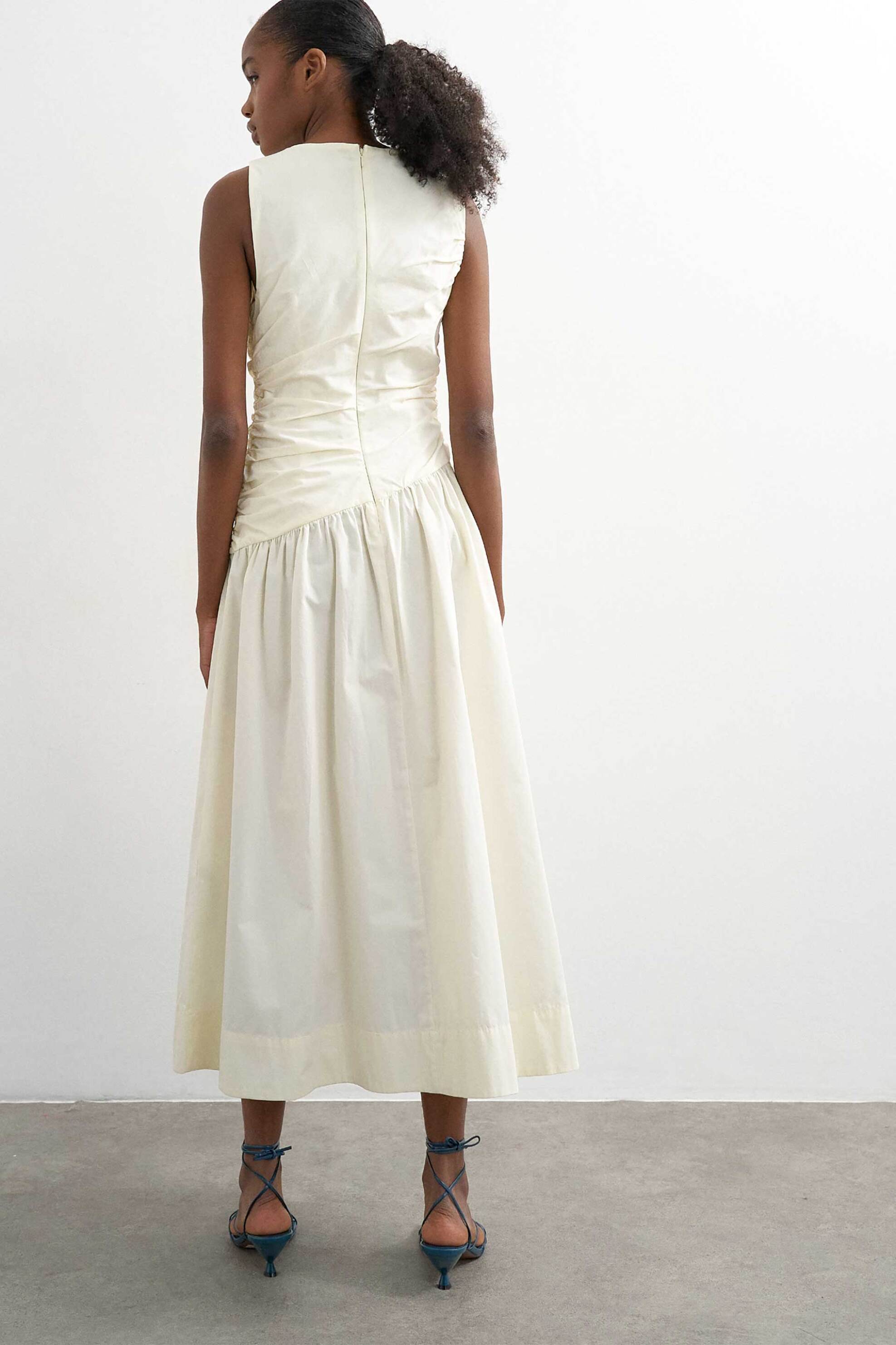 Topshop Γυναικείο Midi Φόρεμα Ντραπέ Caros - 31001683 Λευκό