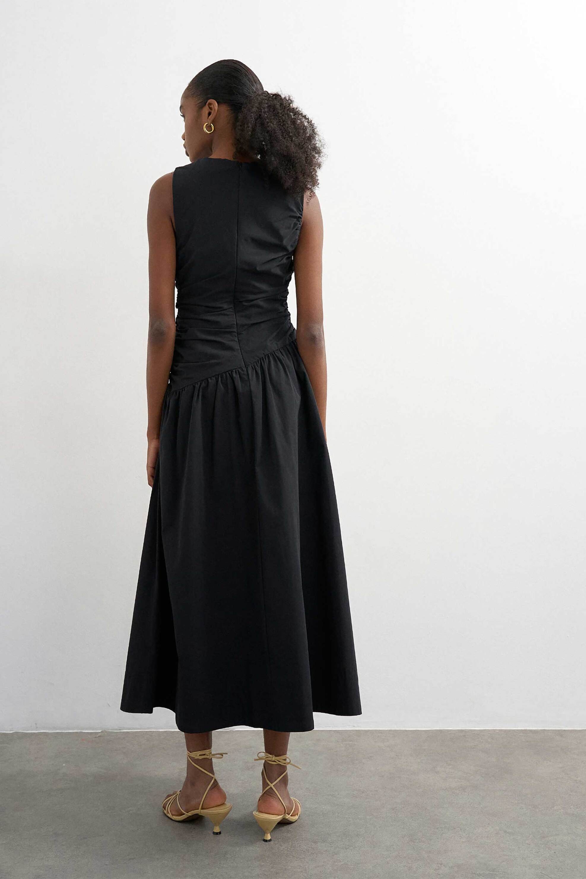 Topshop Γυναικείο Midi Φόρεμα Ντραπέ Caros - 31001683 Μαύρο