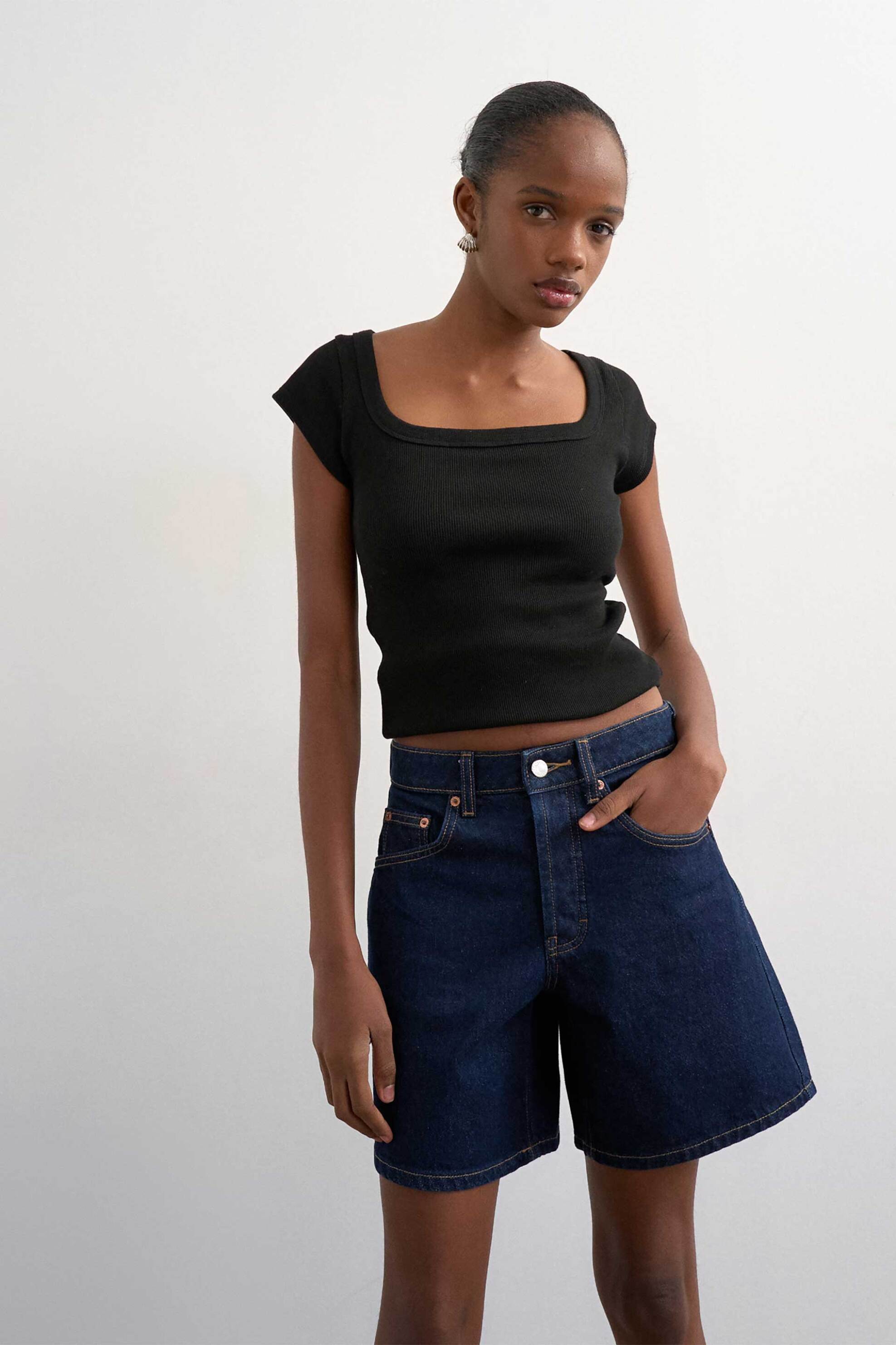Topshop γυναικεία denim βερμούδα "Vigga" - 31000672 Denim Blue Σκούρο φωτογραφία