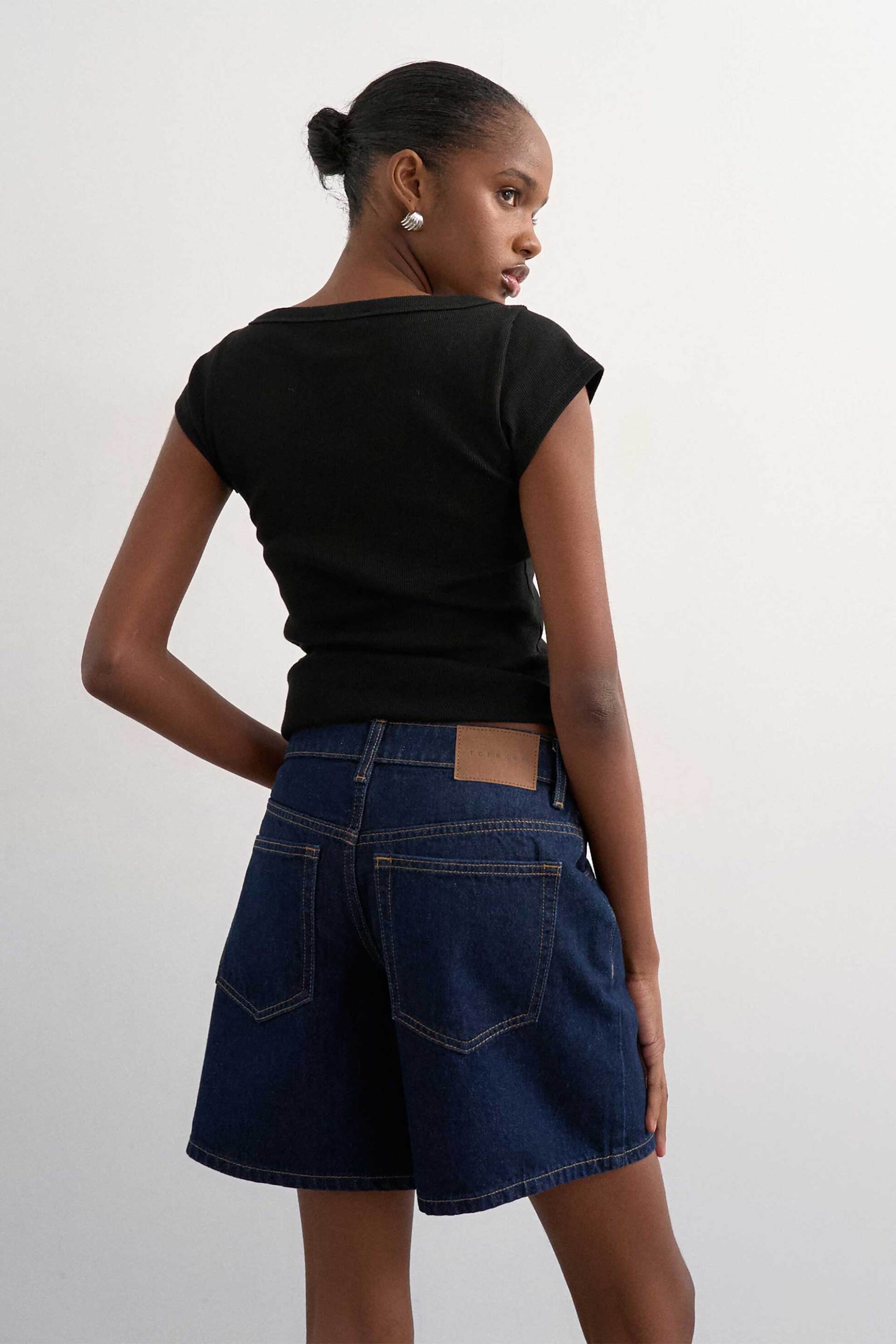 Topshop Γυναικεία Denim Βερμούδα Vigga - 31000672 Blue Σκούρο