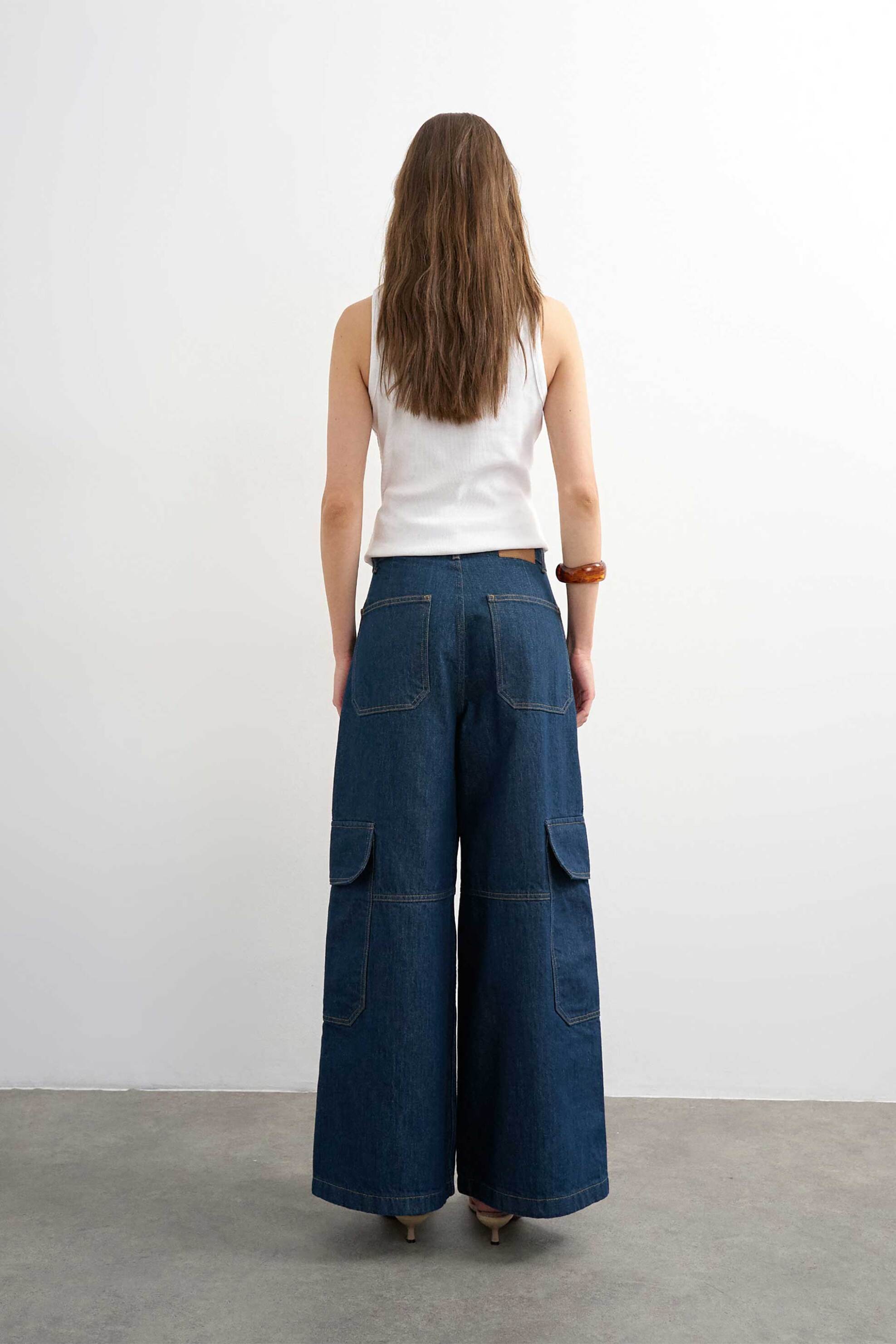 Topshop Γυναικείο Τζιν Παντελόνι Barrel Fit Eva - 31001748 Denim Blue
