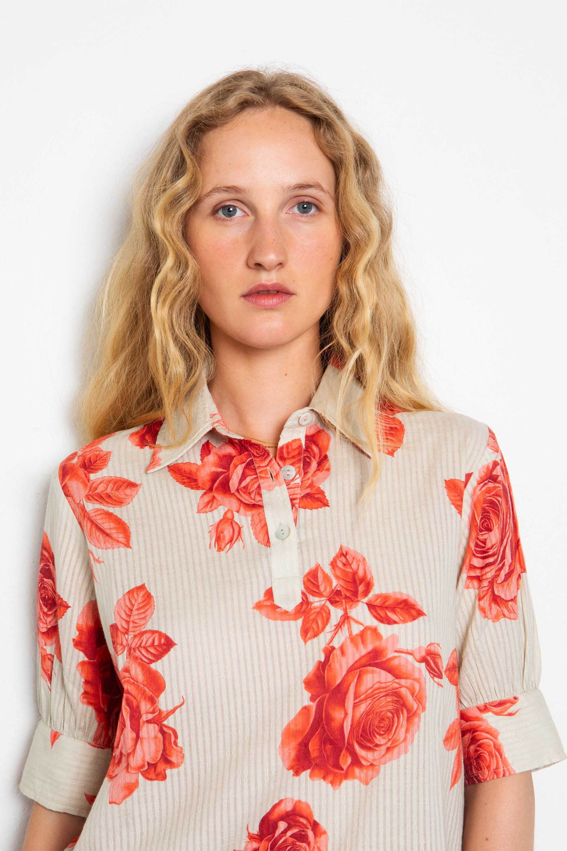 Niso γυναικείο πουκάμισο με floral print - ALI02SHE26 Πορτοκαλί φωτογραφία